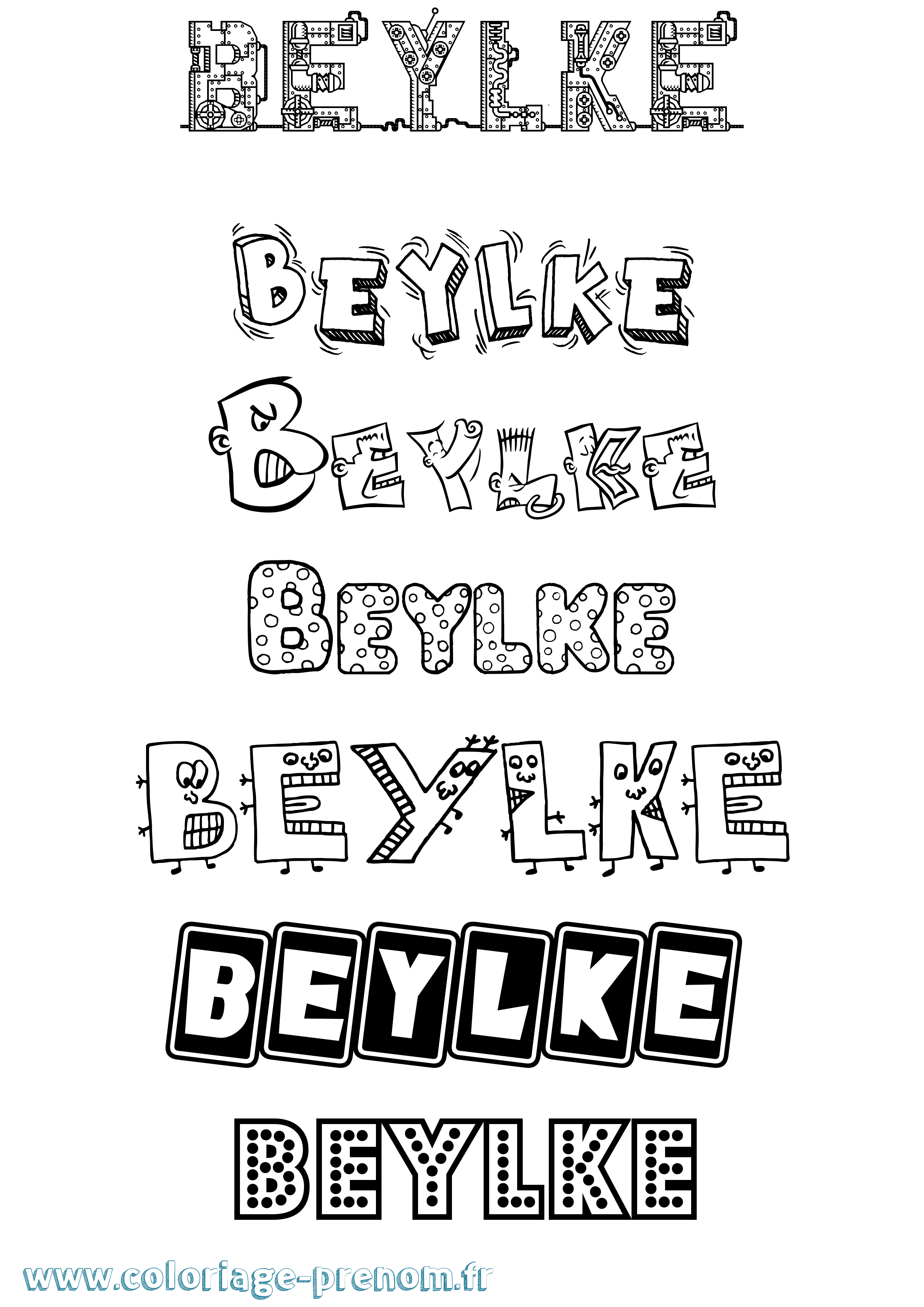 Coloriage prénom Beylke Fun