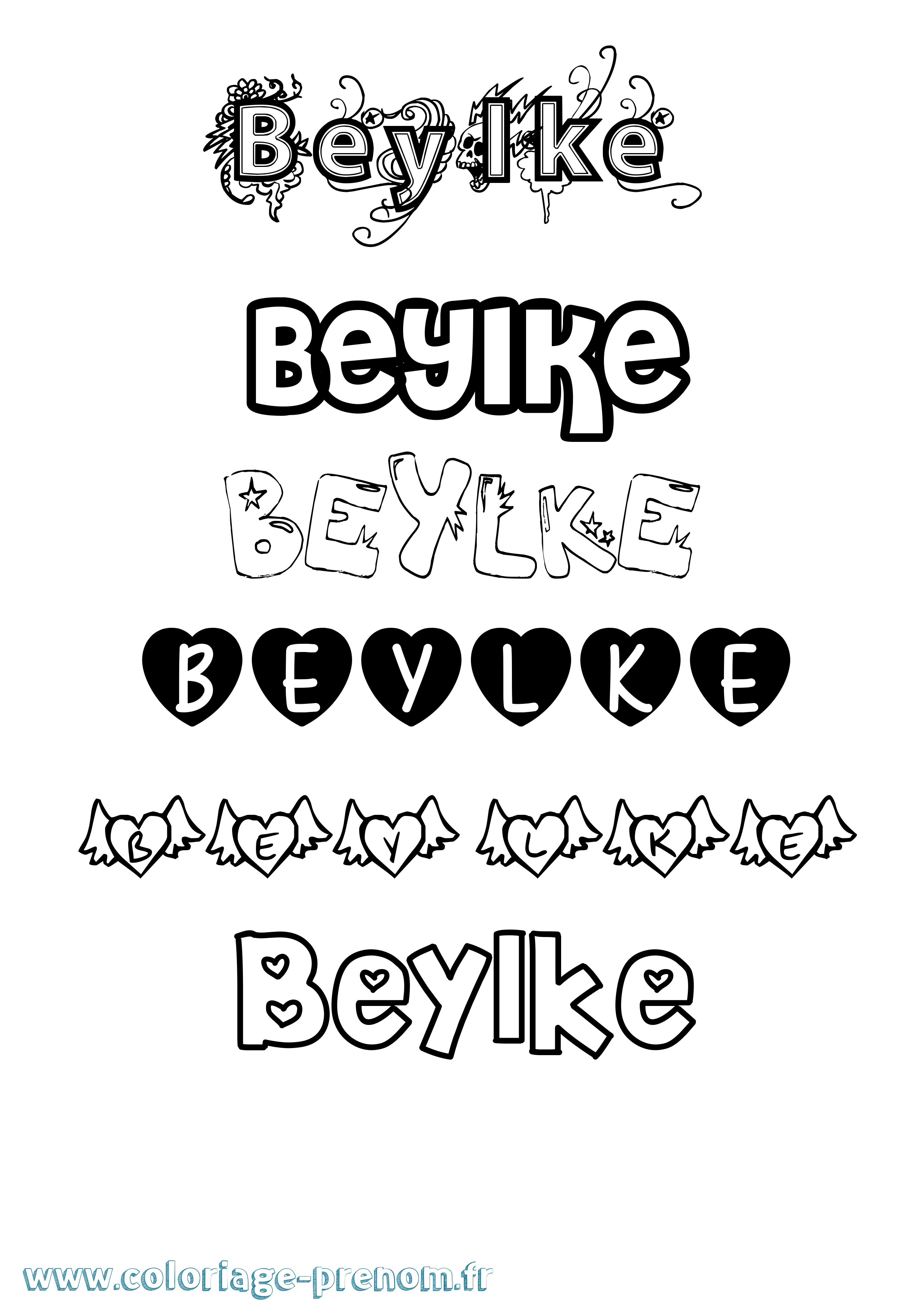 Coloriage prénom Beylke Girly