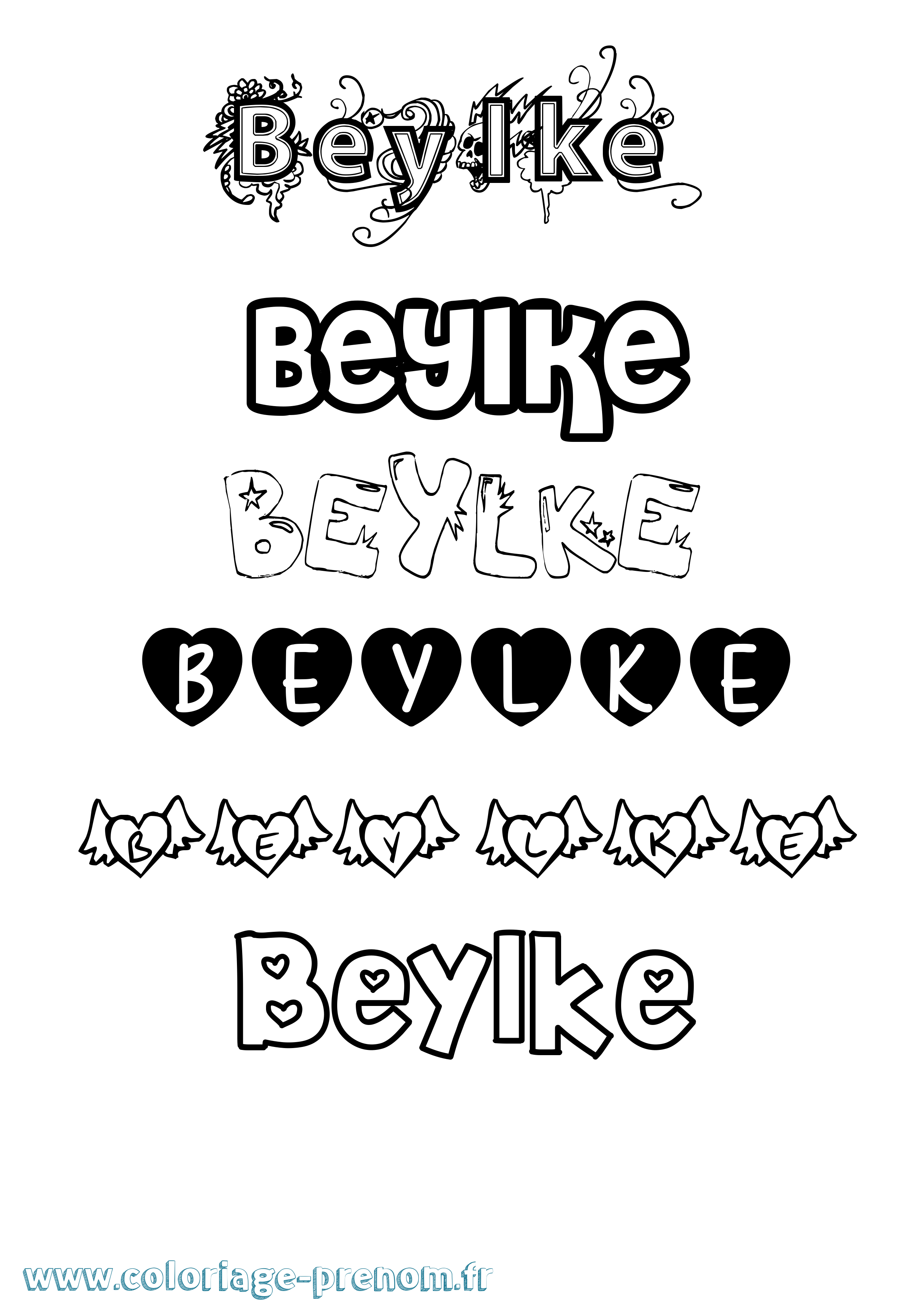 Coloriage Beylke Girly Coloriage prénom Beylke Girly