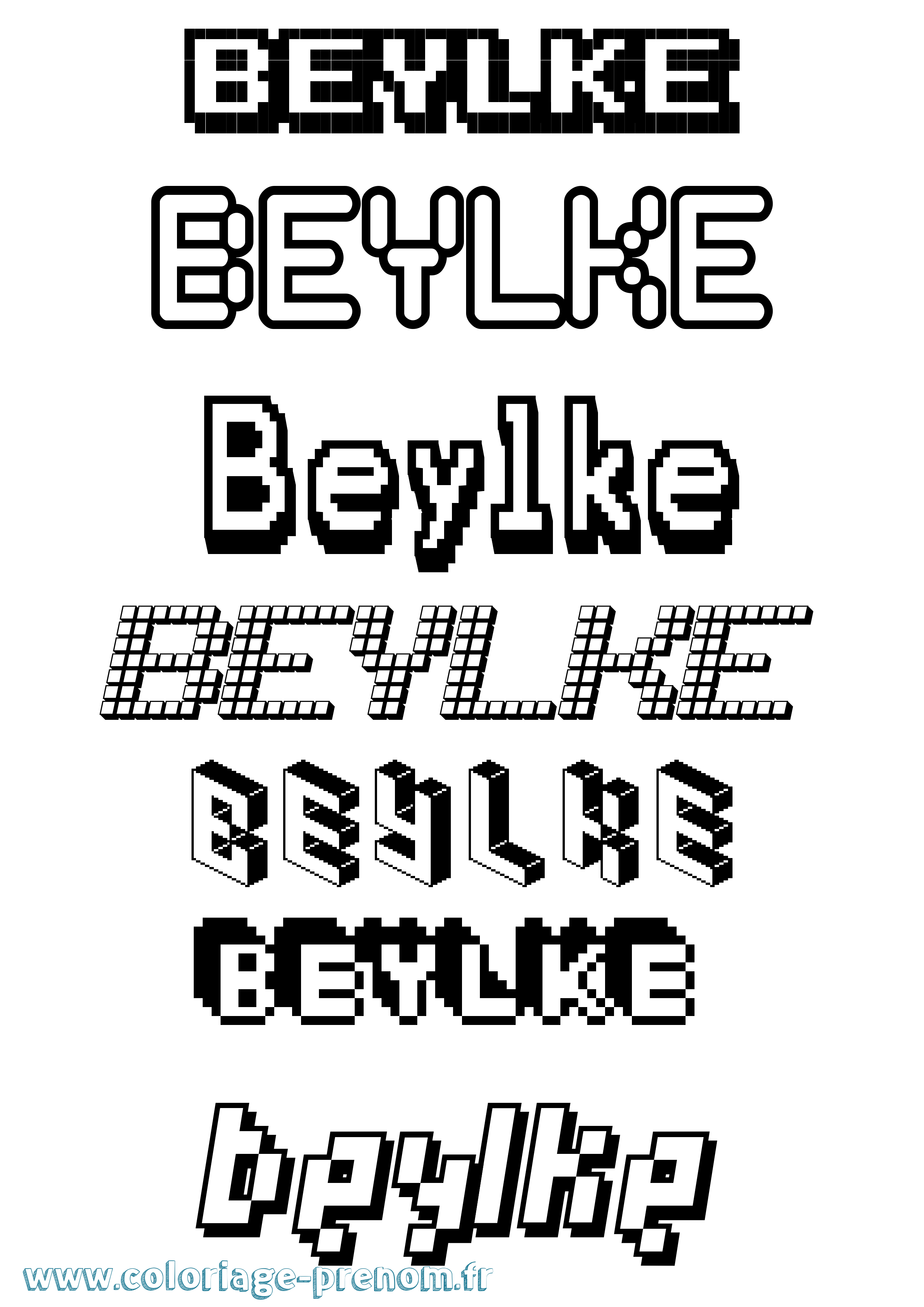 Coloriage prénom Beylke Pixel