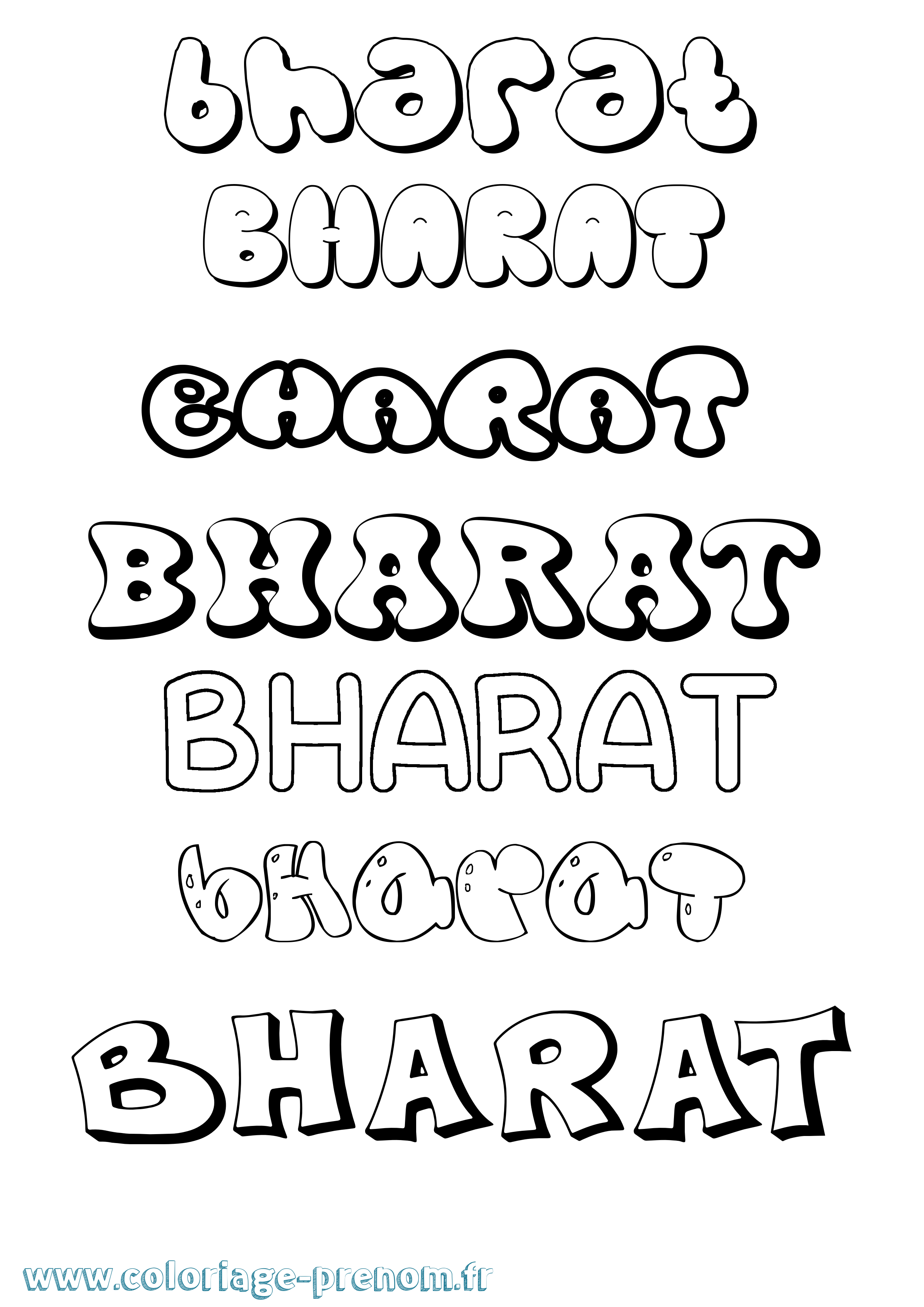 Coloriage prénom Bharat Bubble