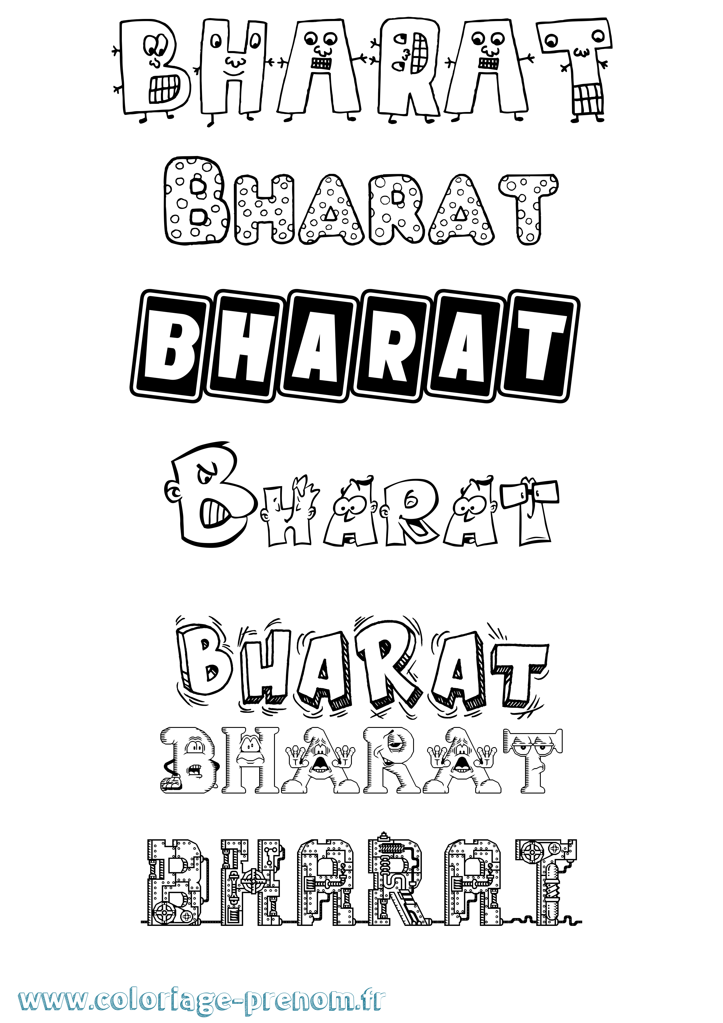 Coloriage prénom Bharat Fun