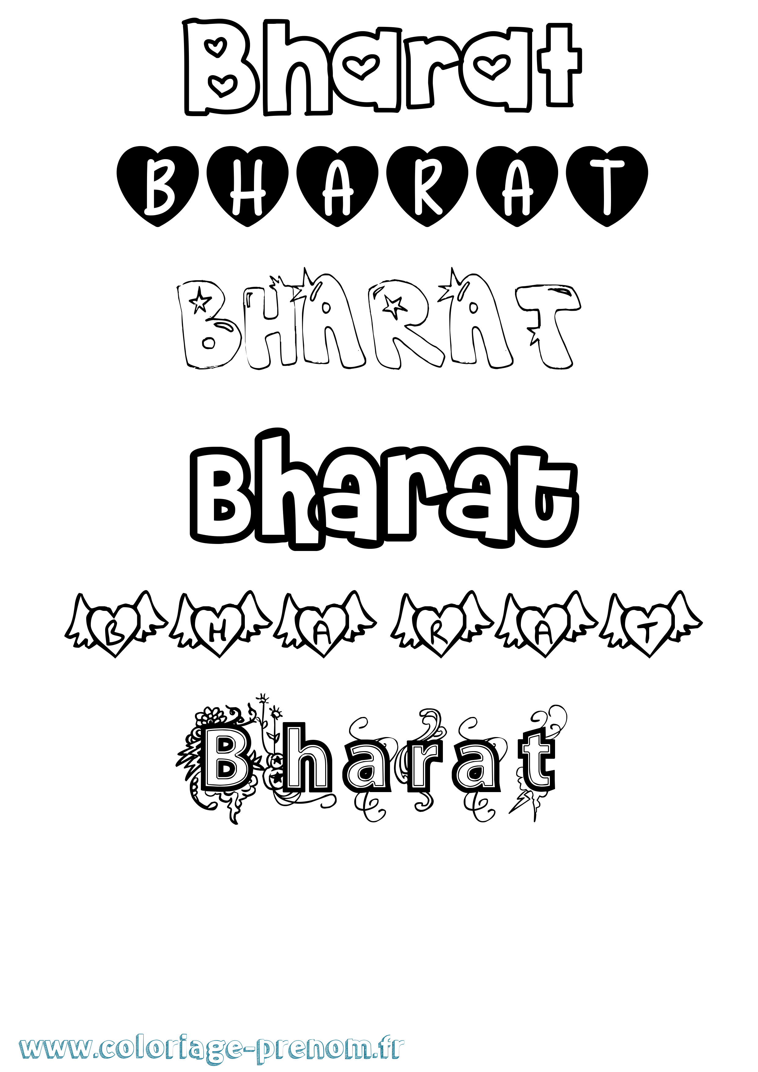 Coloriage prénom Bharat Girly