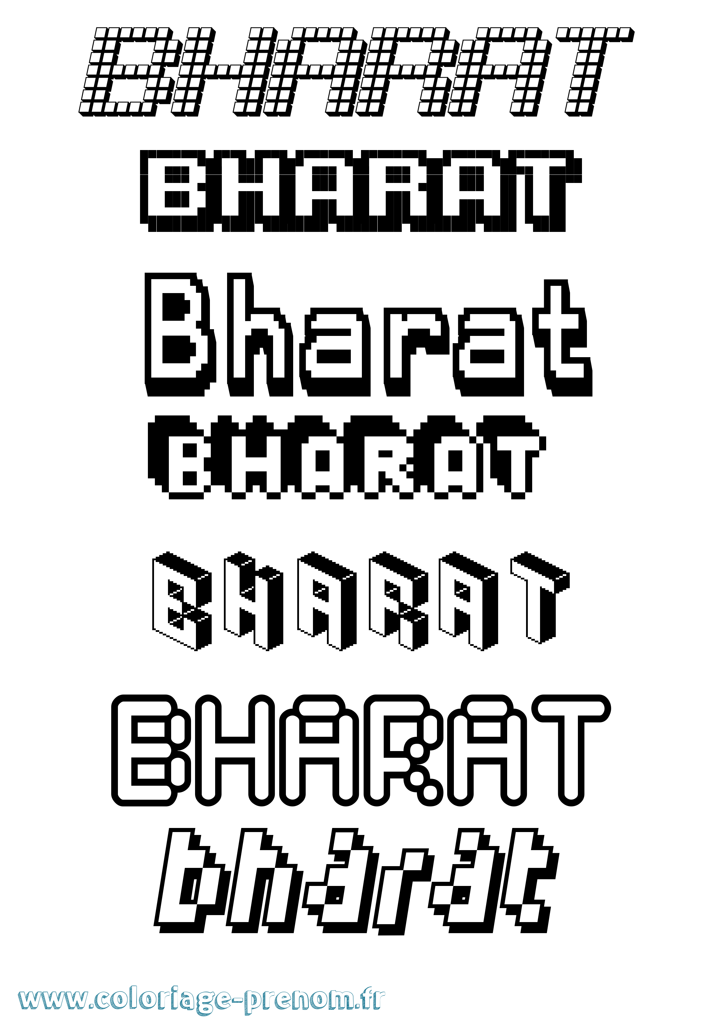Coloriage prénom Bharat Pixel