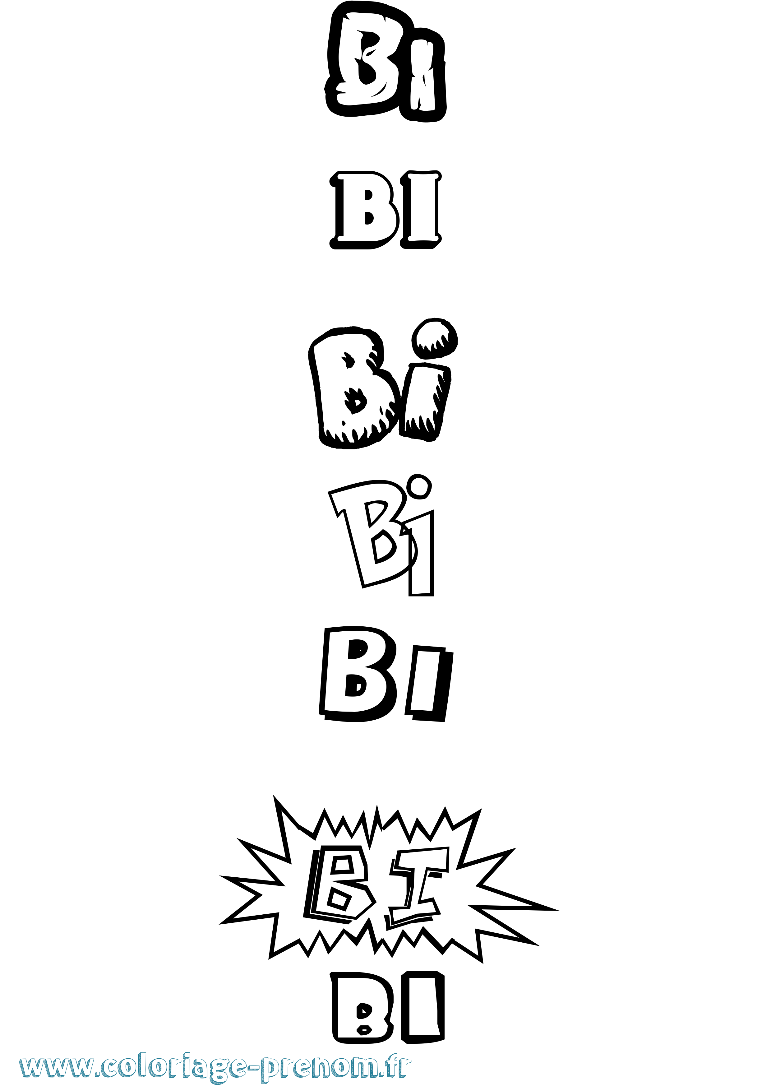 Coloriage Bi Dessin Animé Coloriage prénom Bi Dessin Animé