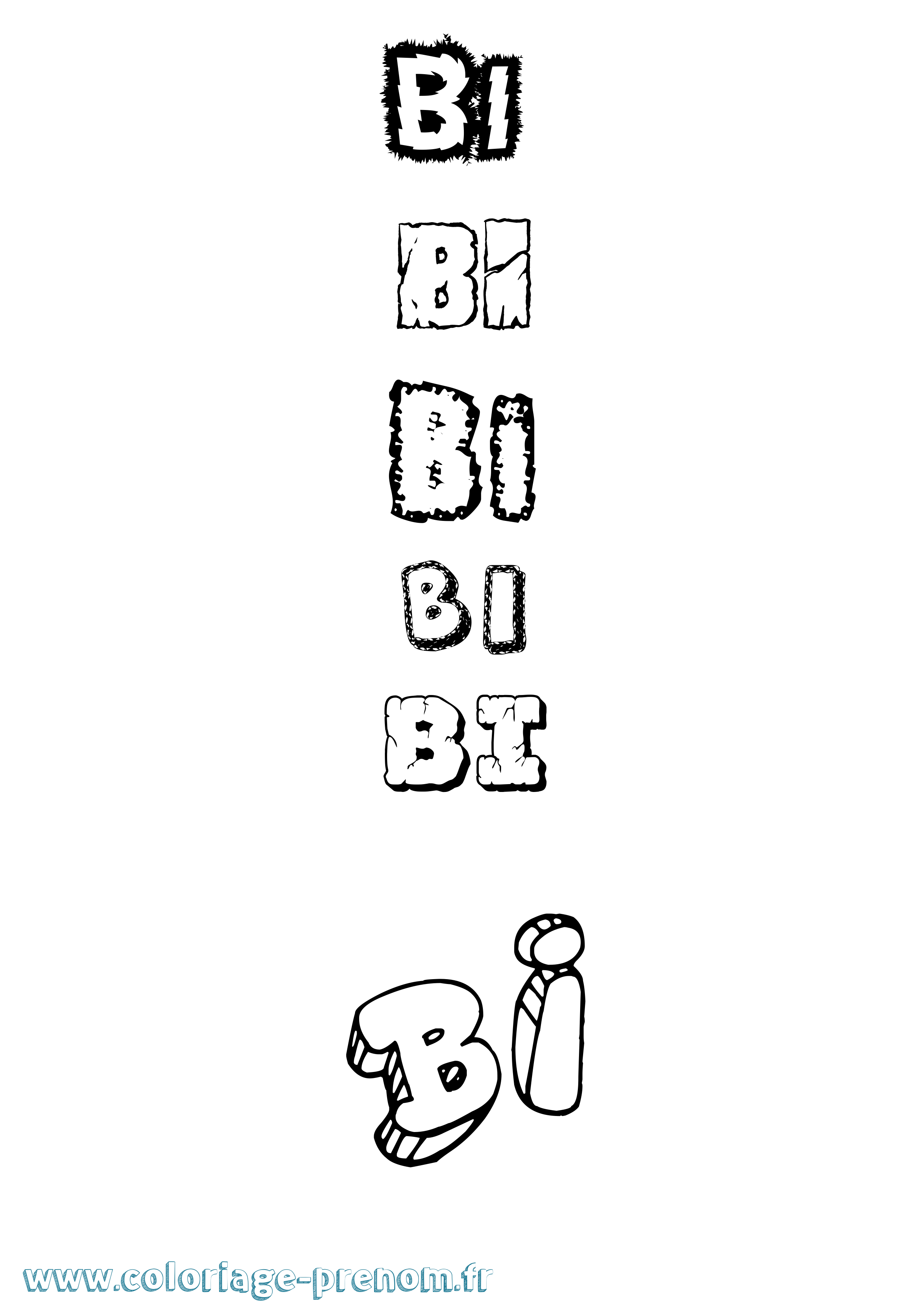 Coloriage Bi Destructuré Coloriage prénom Bi Destructuré