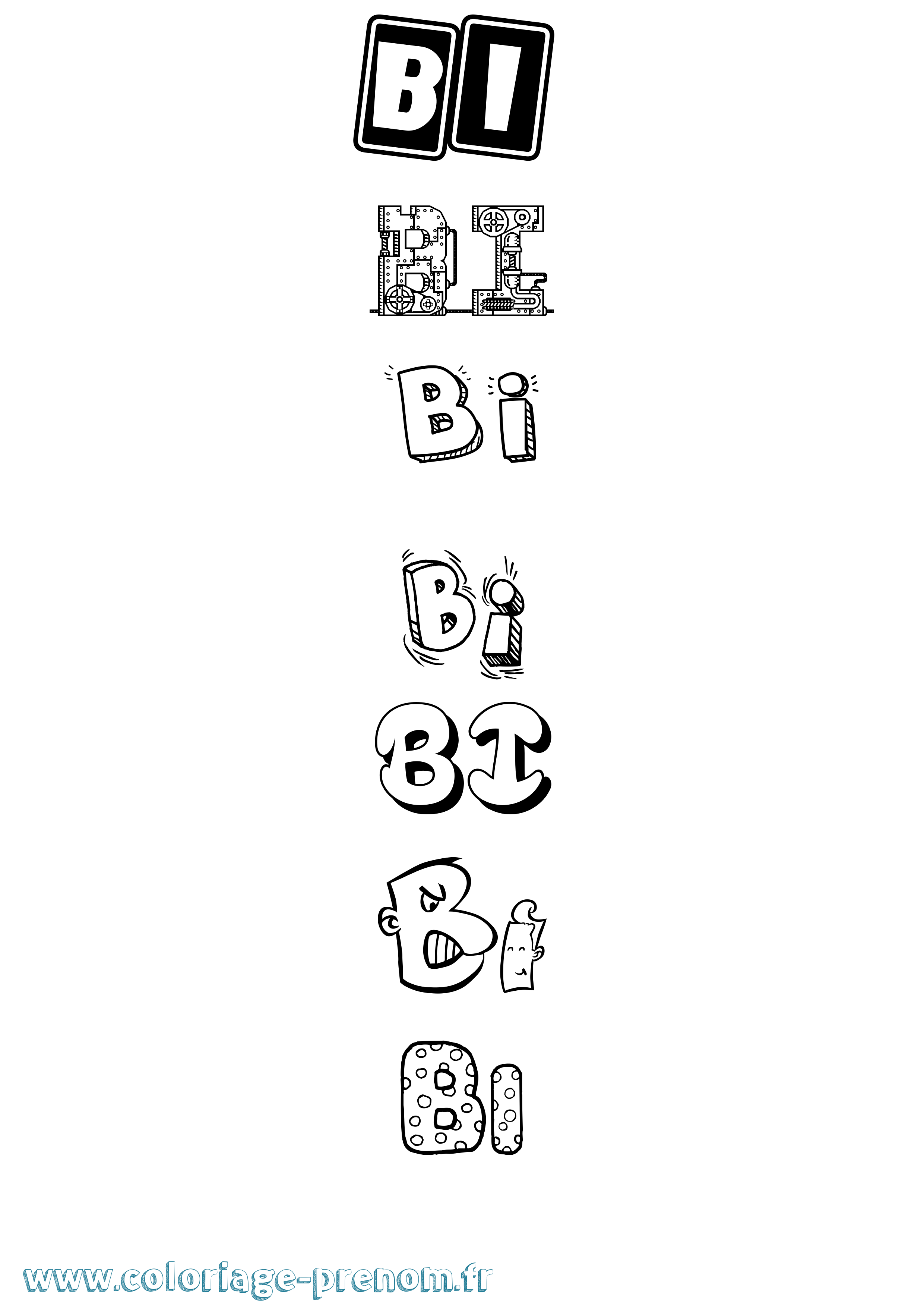 Coloriage Bi Fun Coloriage prénom Bi Fun