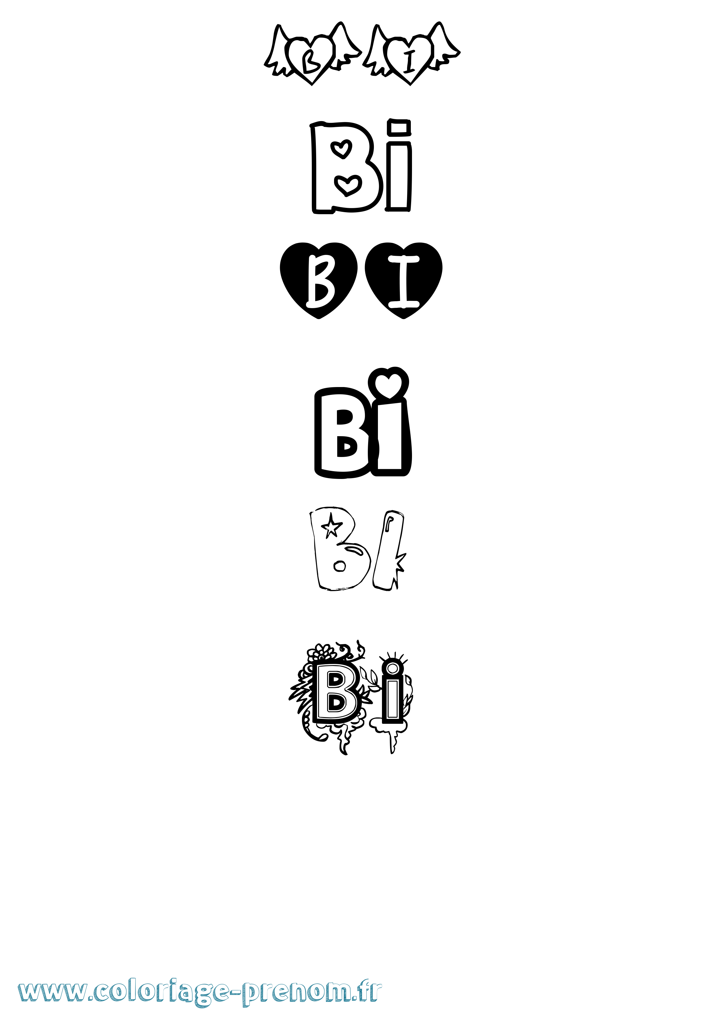 Coloriage Bi Girly Coloriage prénom Bi Girly