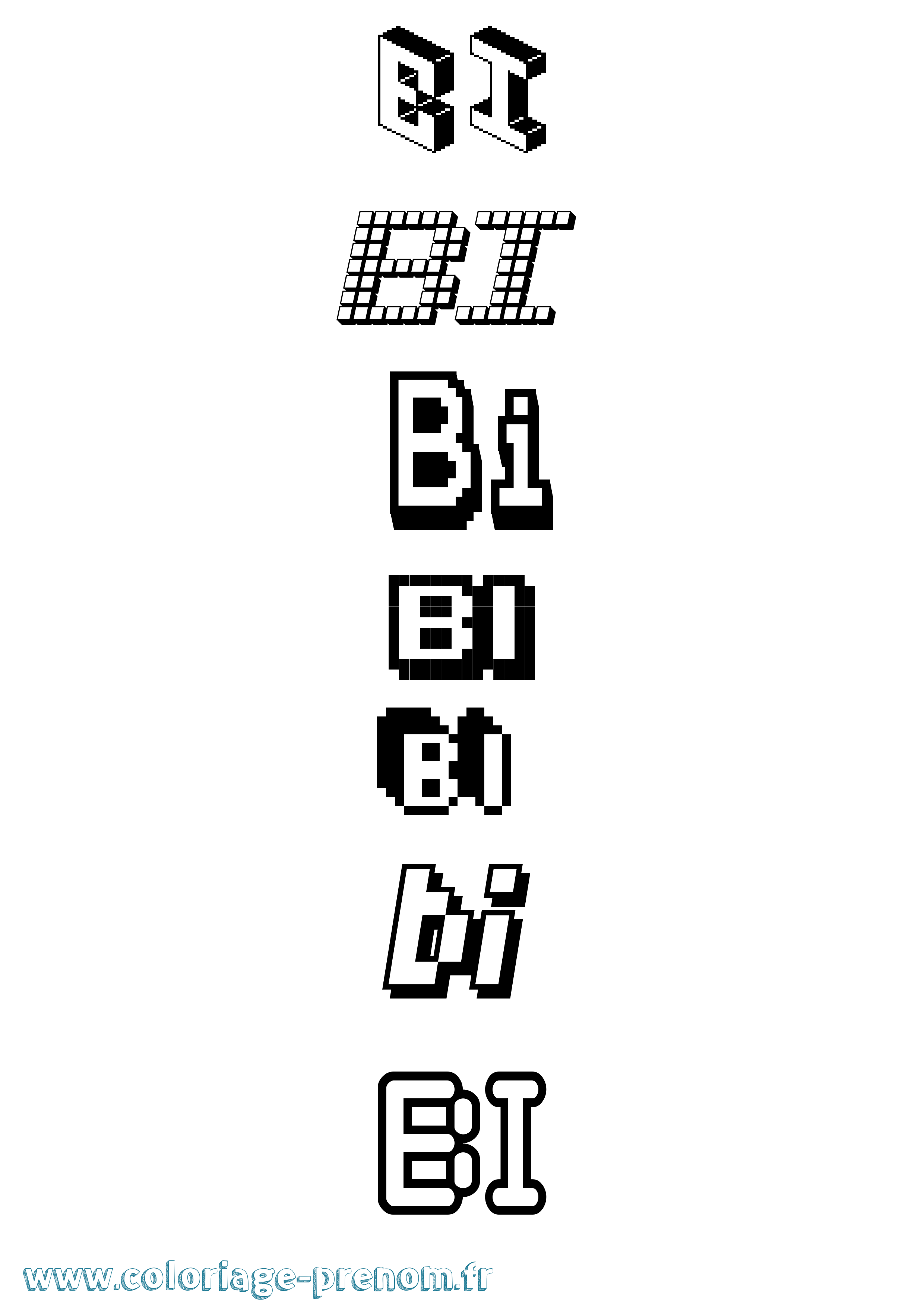 Coloriage prénom Bi Pixel