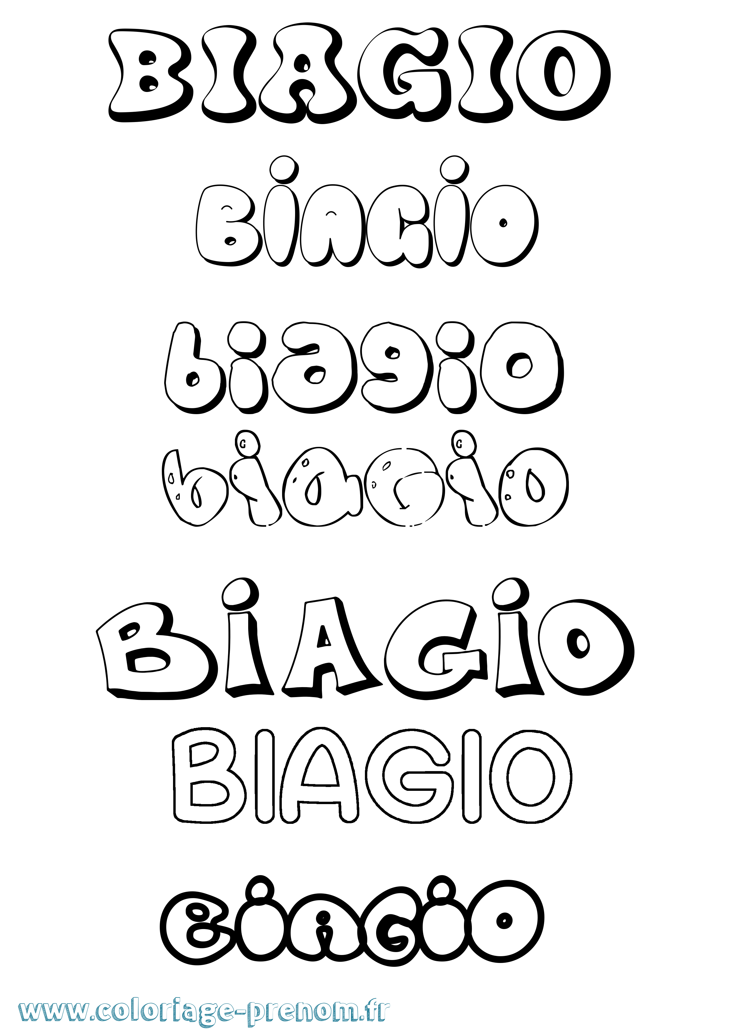 Coloriage prénom Biagio Bubble
