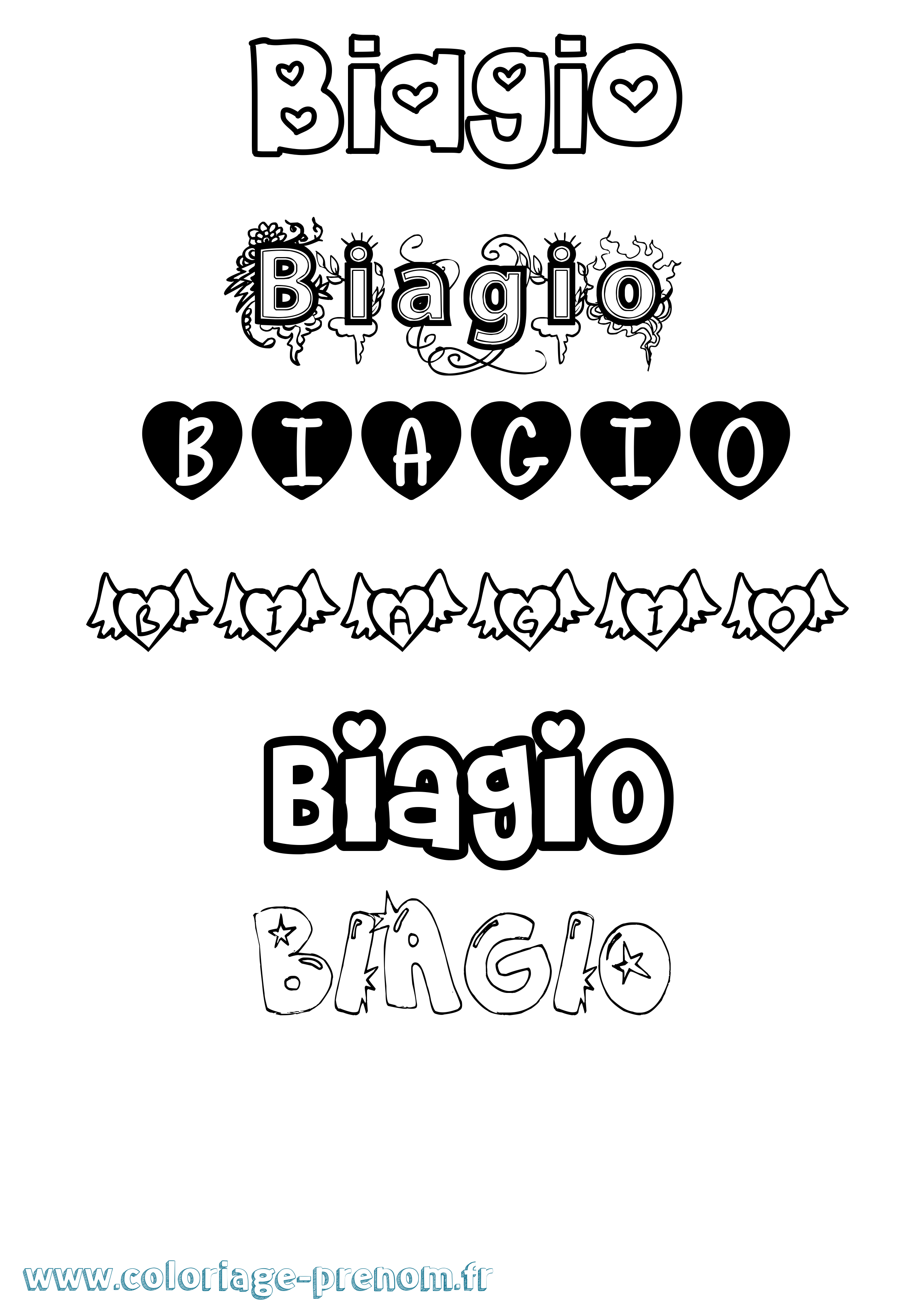 Coloriage prénom Biagio Girly
