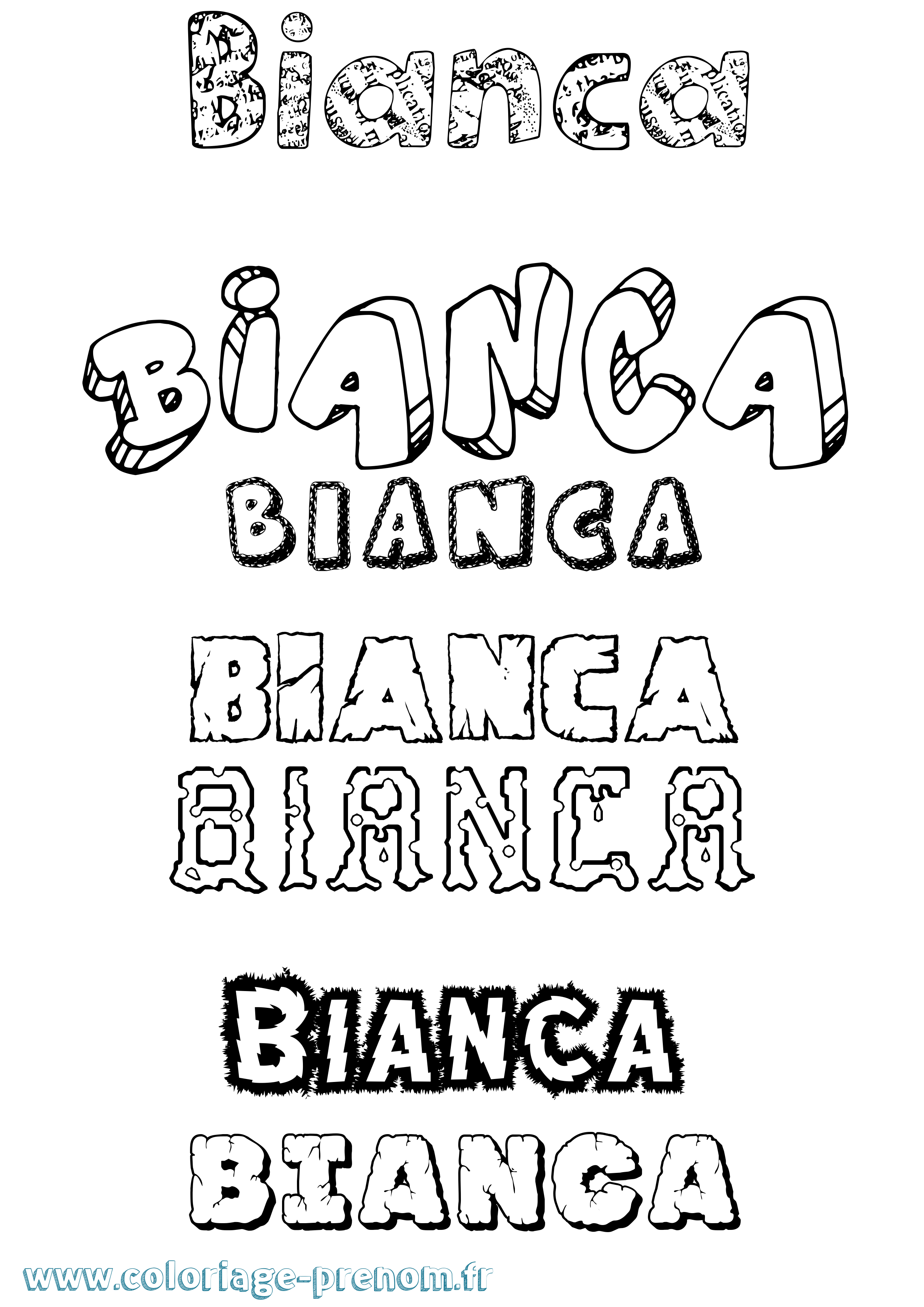 Coloriage prénom Bianca Destructuré