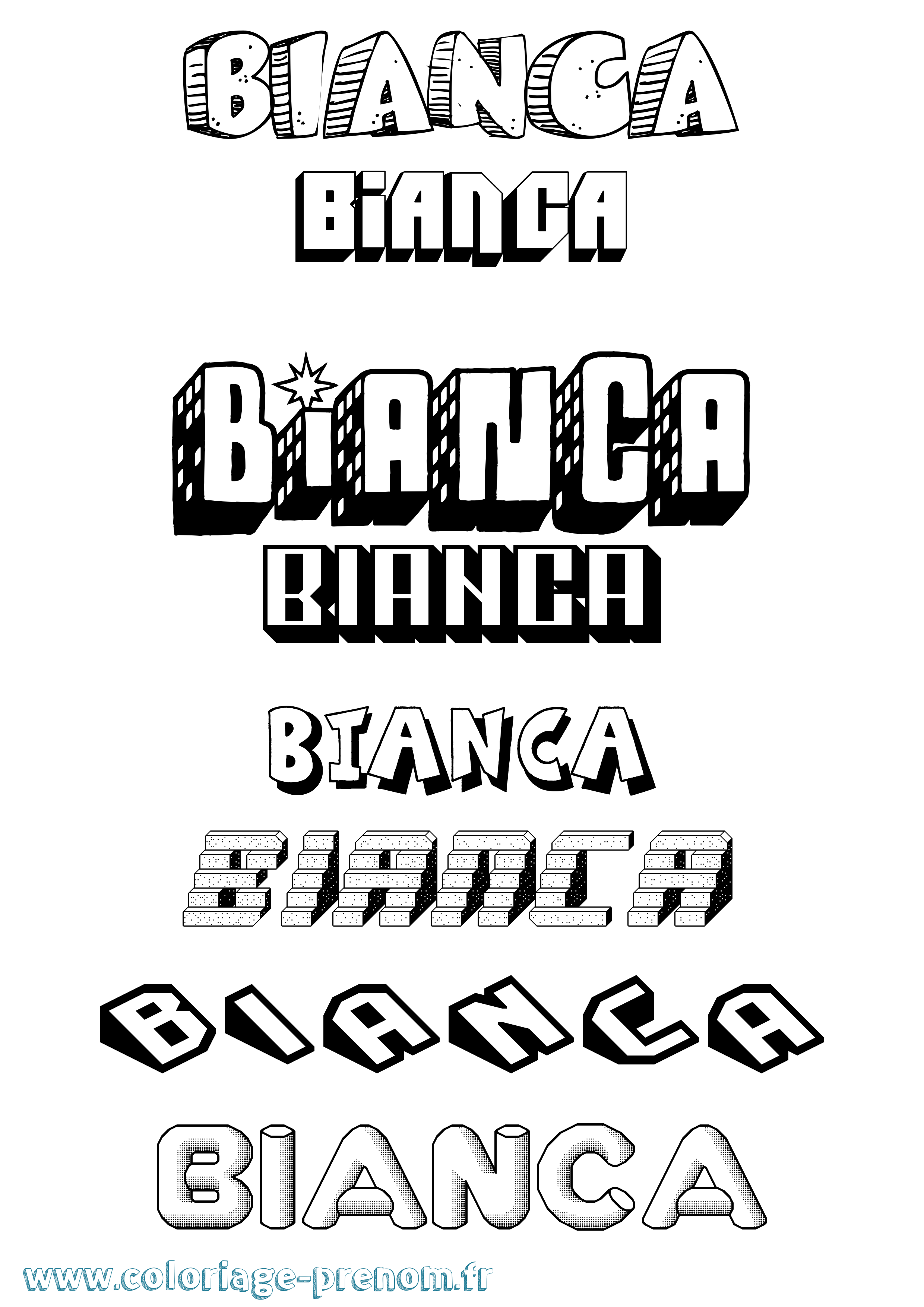Coloriage prénom Bianca Effet 3D