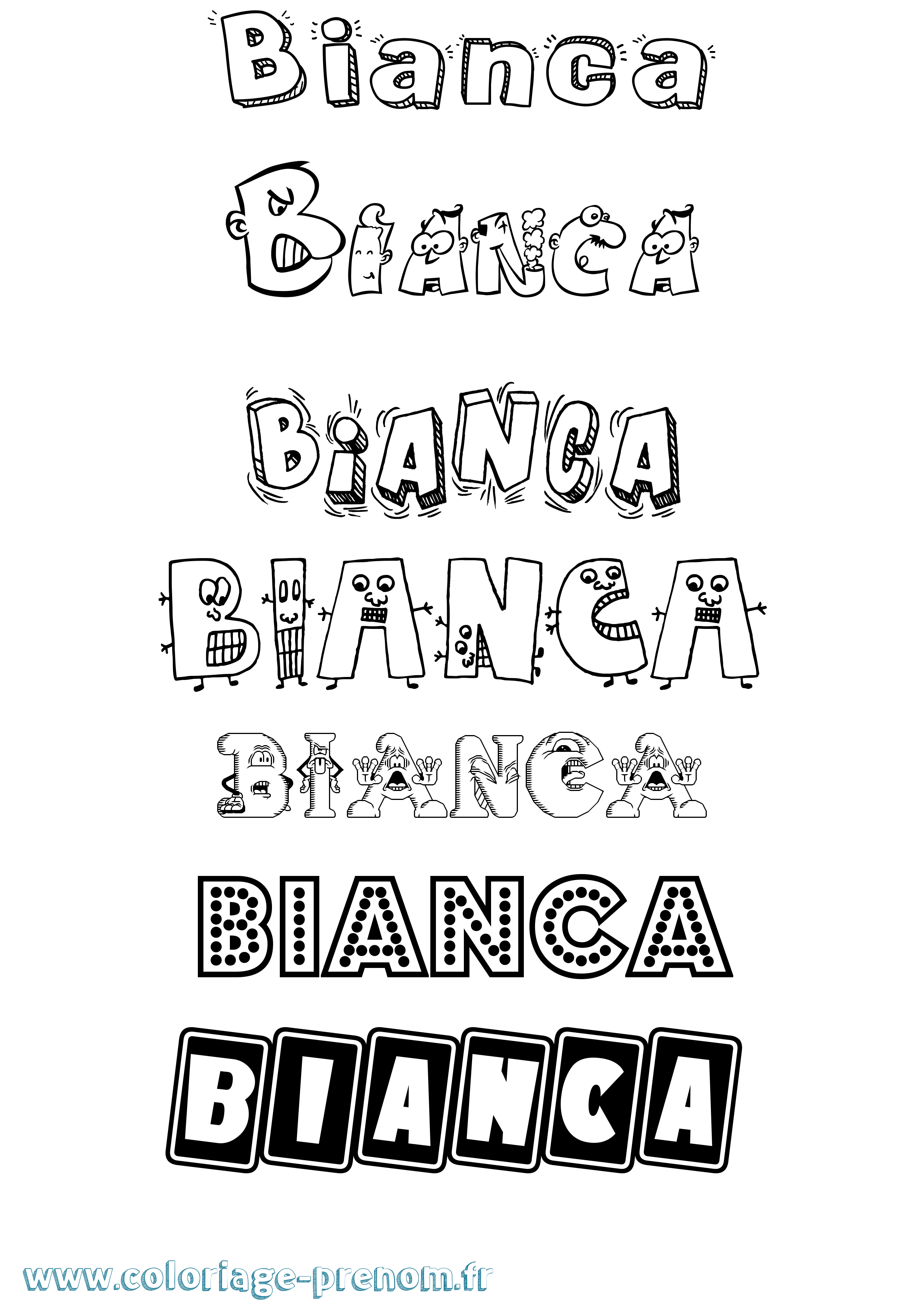 Coloriage prénom Bianca Fun