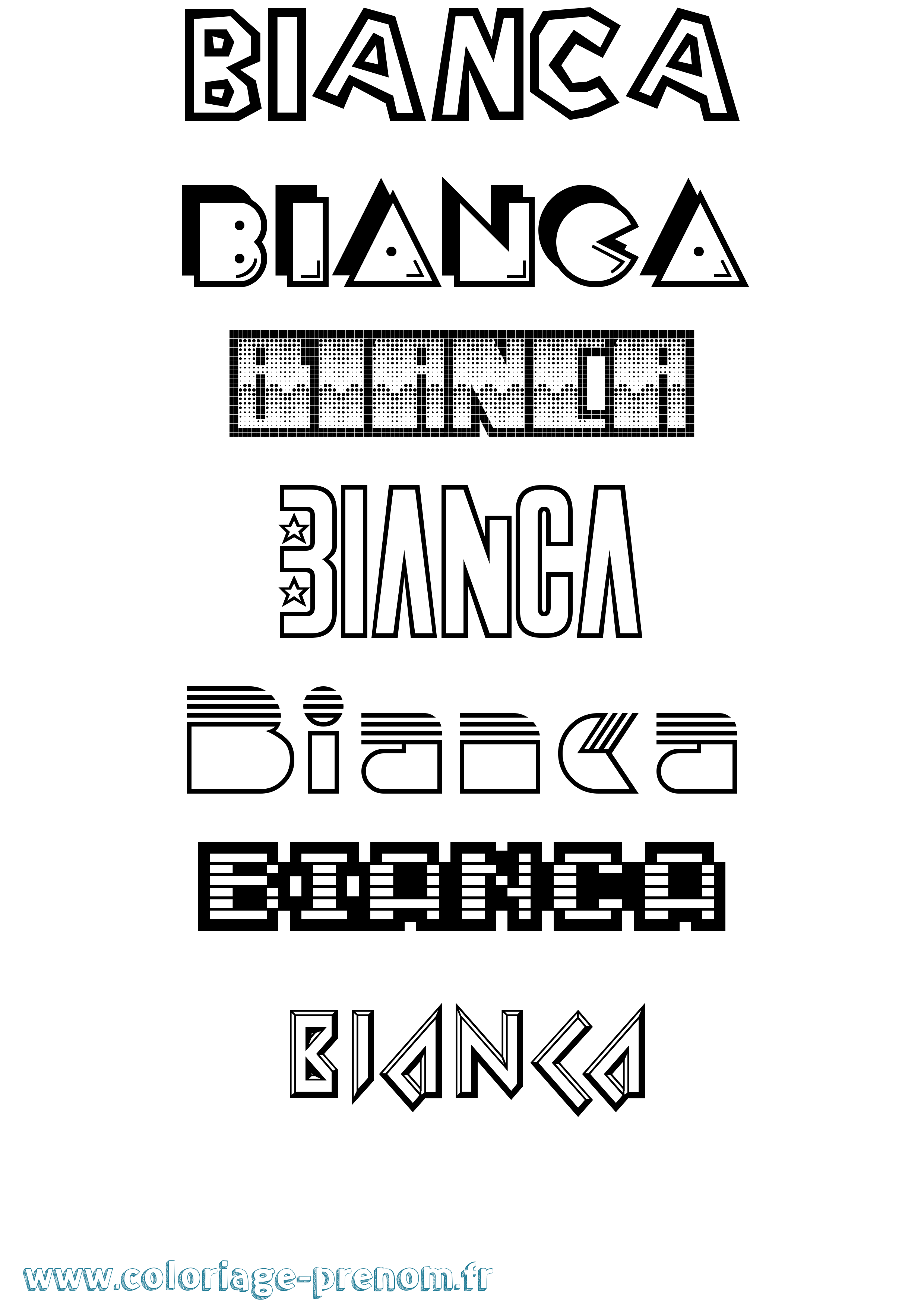 Coloriage prénom Bianca Jeux Vidéos