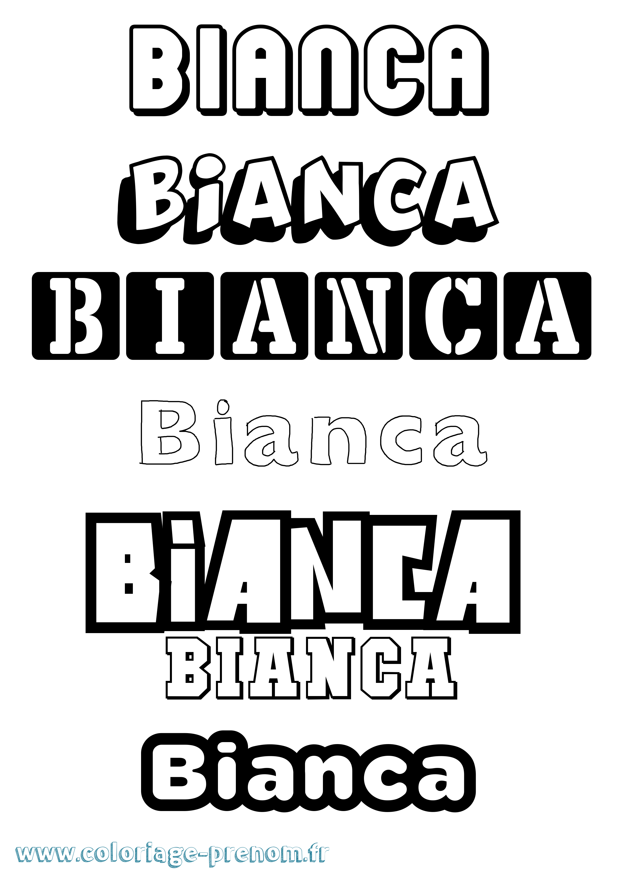 Coloriage prénom Bianca Simple