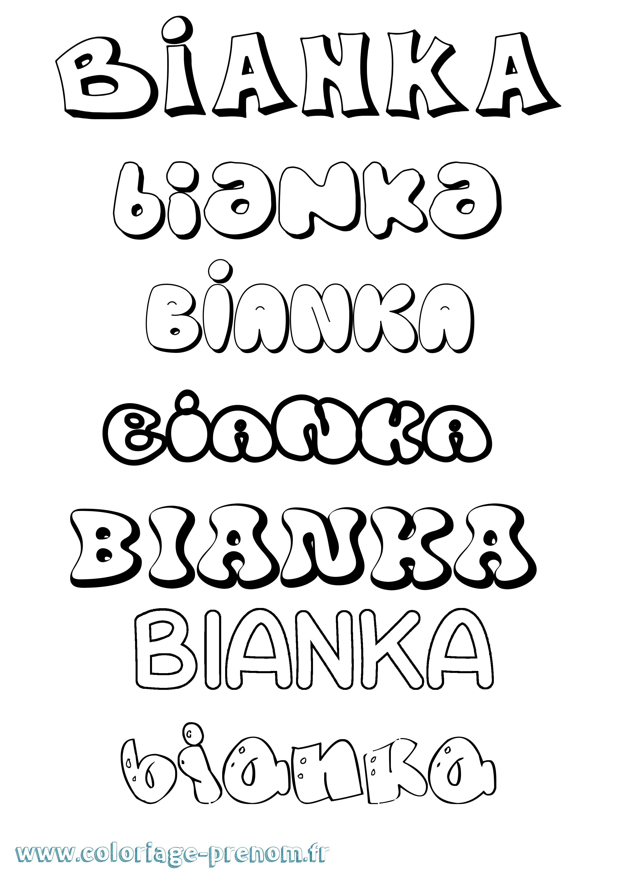 Coloriage prénom Bianka Bubble
