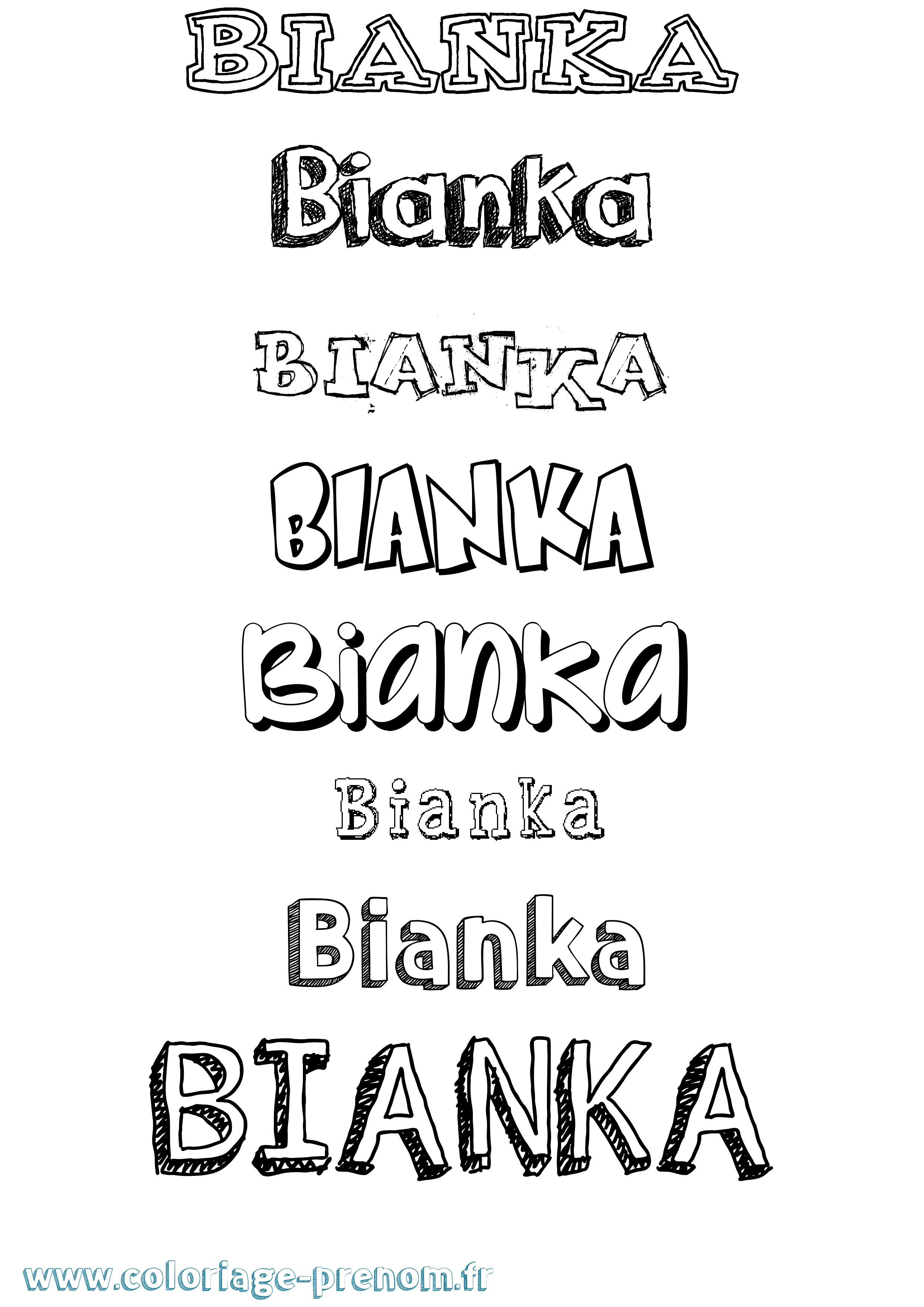 Coloriage prénom Bianka Dessiné