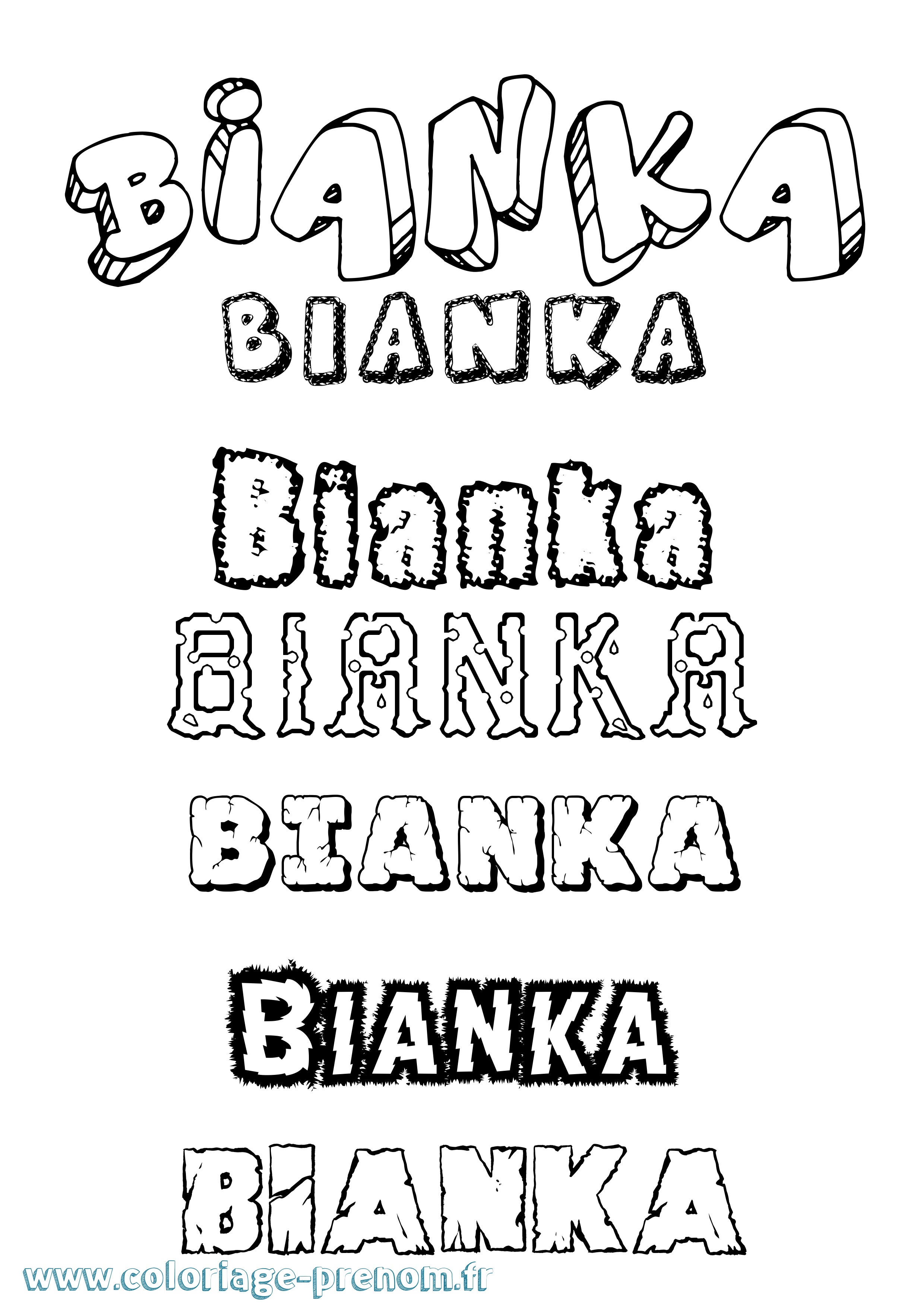 Coloriage prénom Bianka Destructuré
