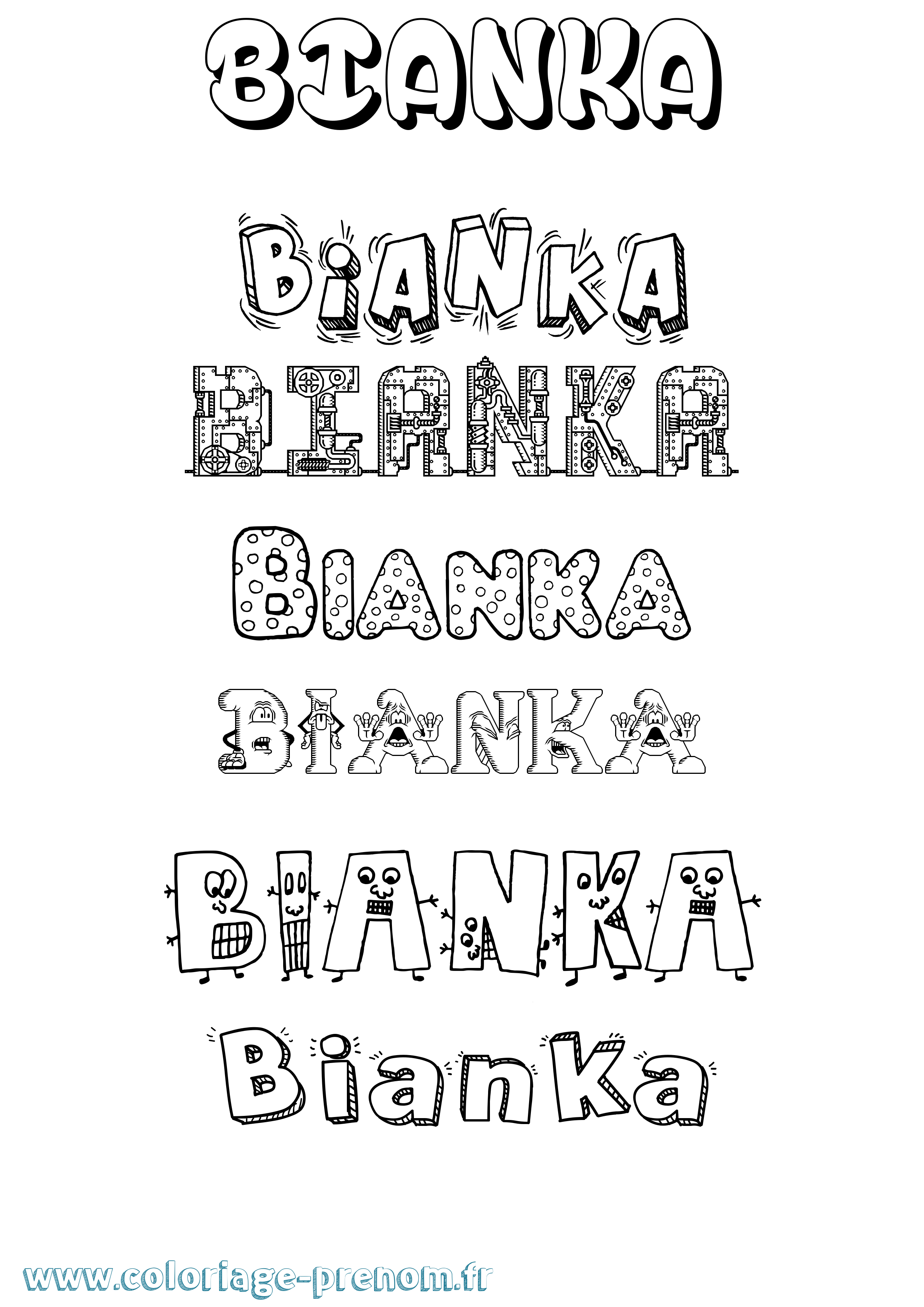 Coloriage prénom Bianka Fun
