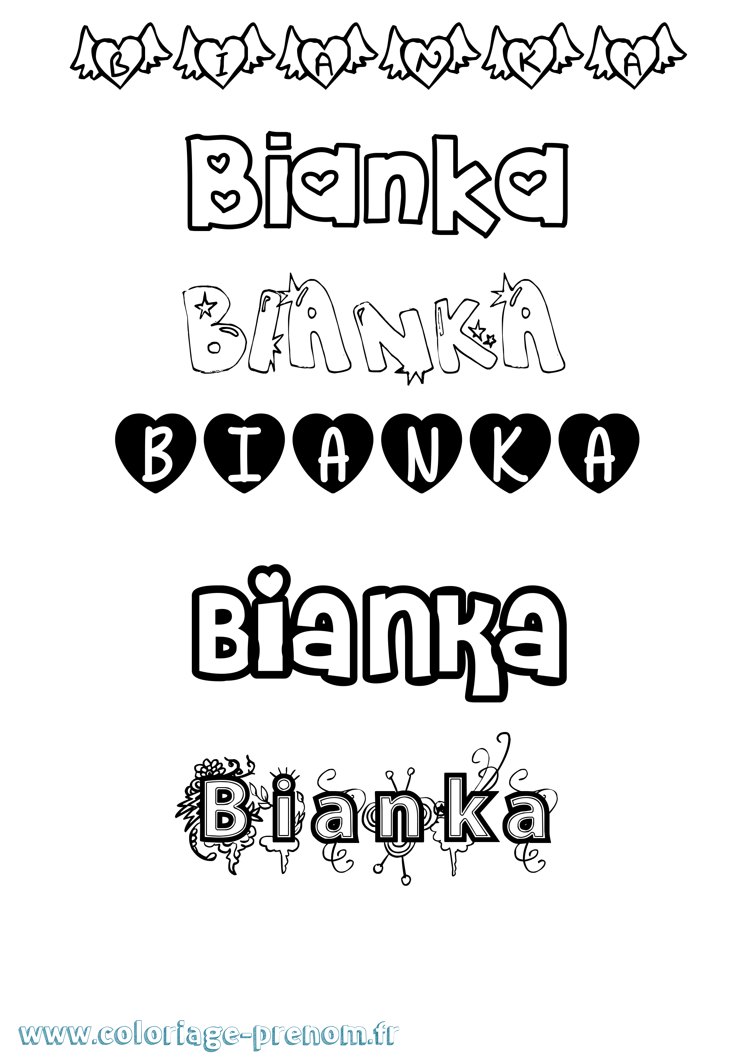 Coloriage prénom Bianka Girly