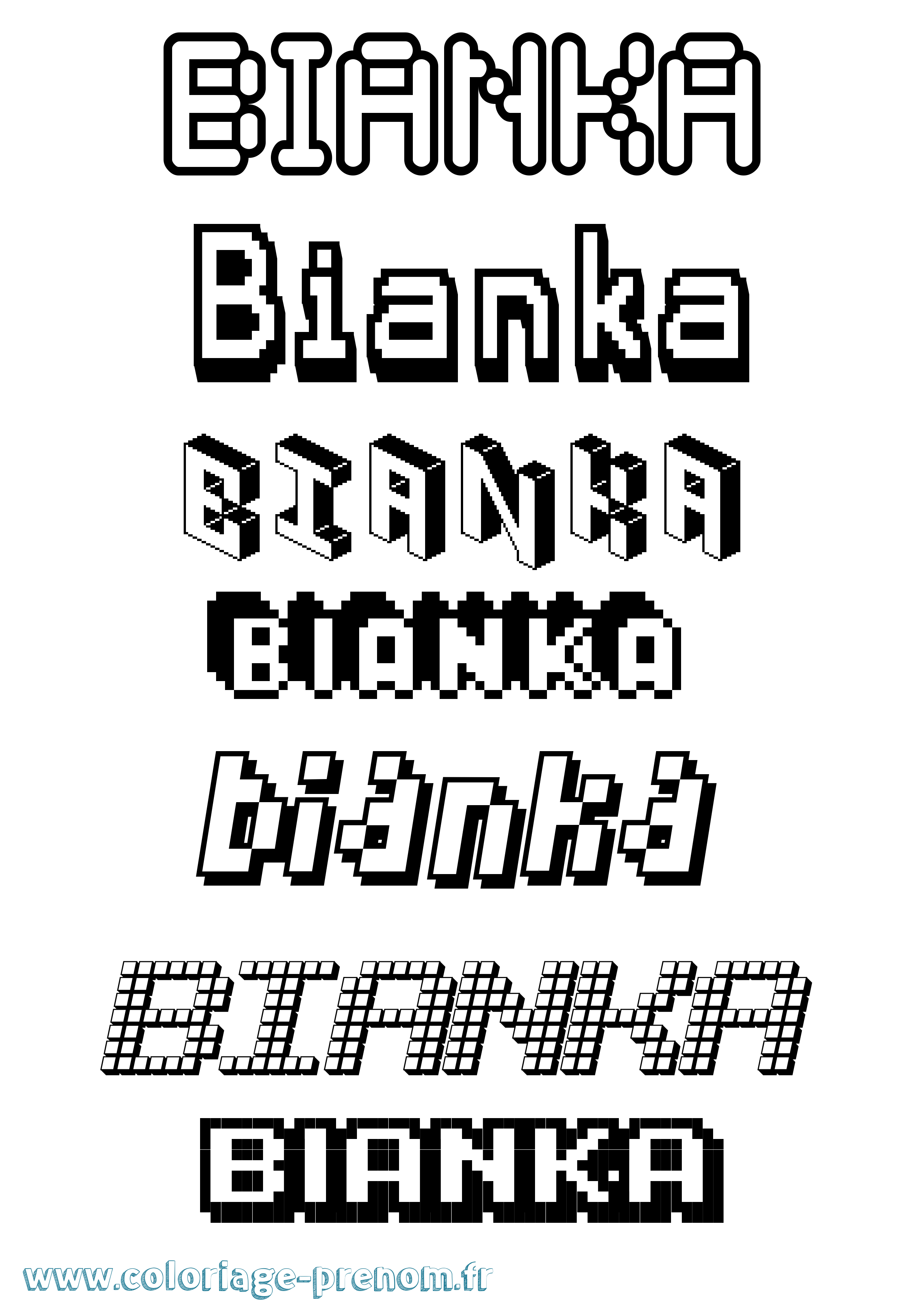 Coloriage prénom Bianka Pixel