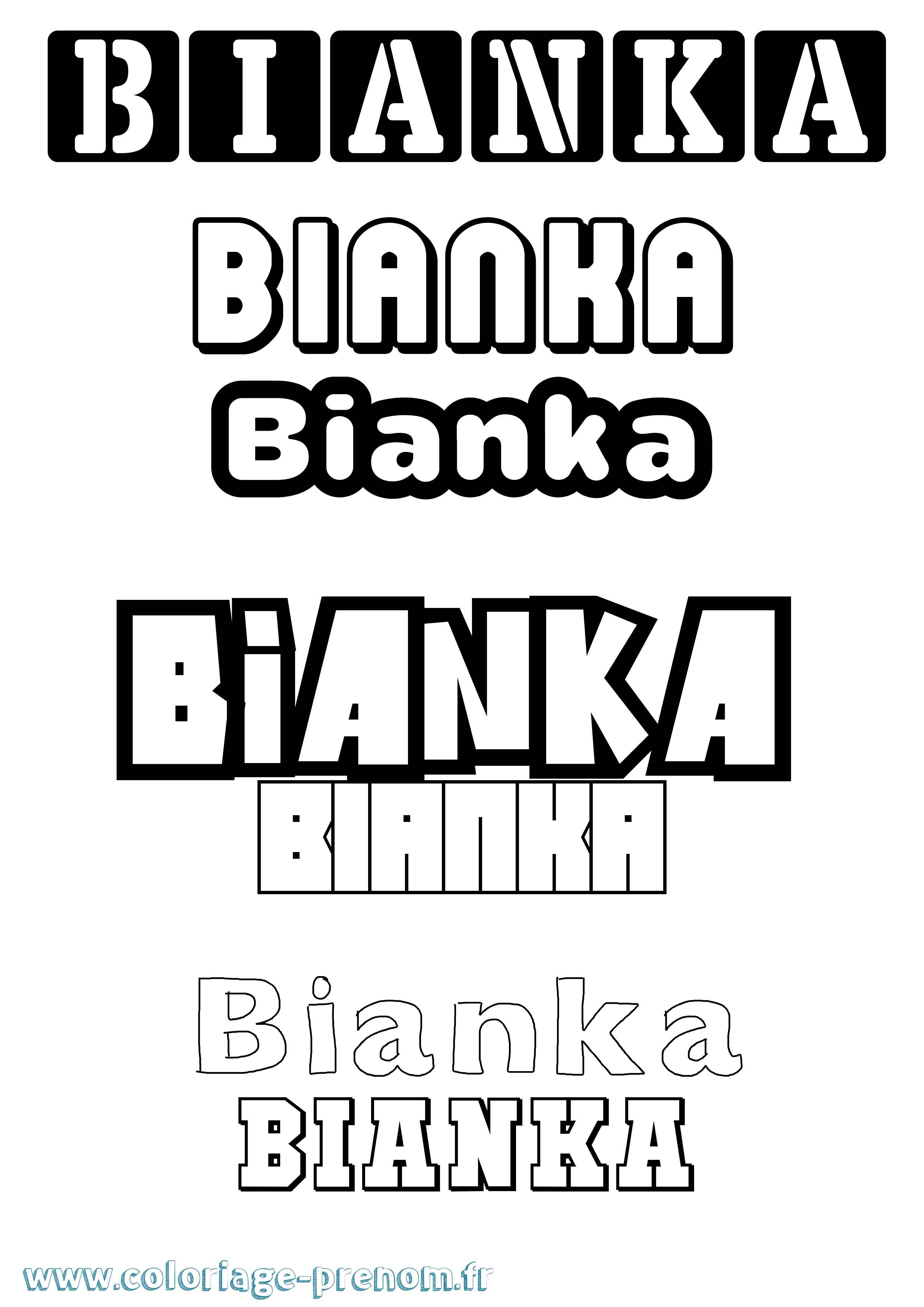 Coloriage prénom Bianka Simple