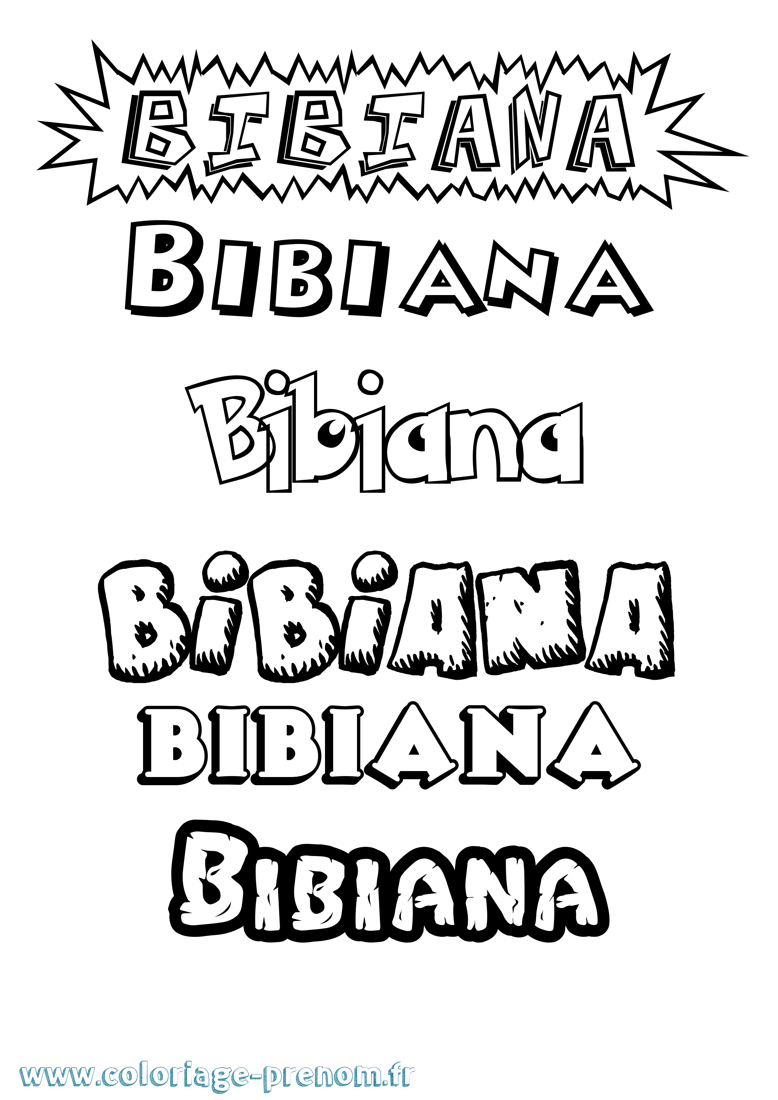 Coloriage prénom Bibiana Dessin Animé