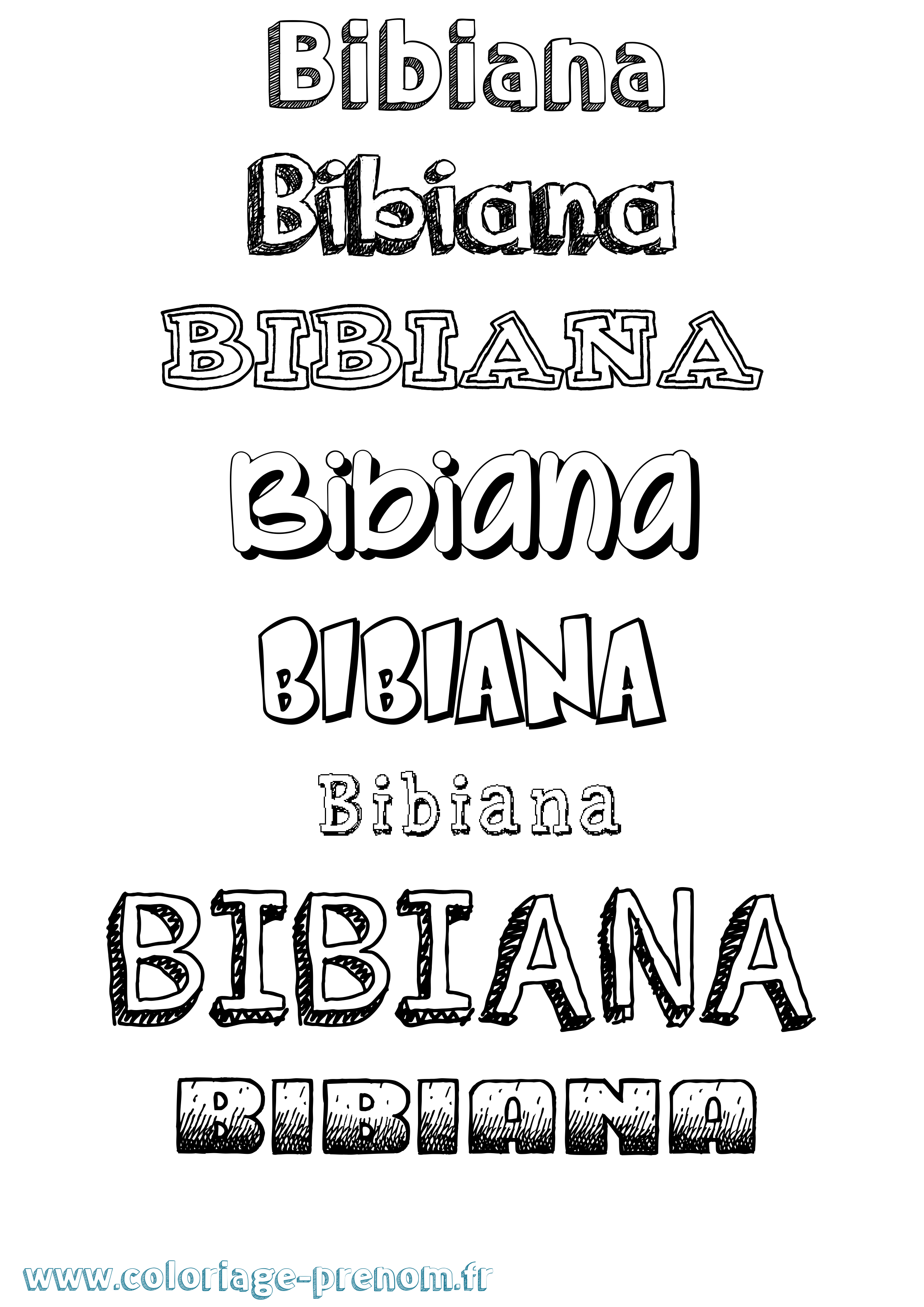 Coloriage prénom Bibiana Dessiné