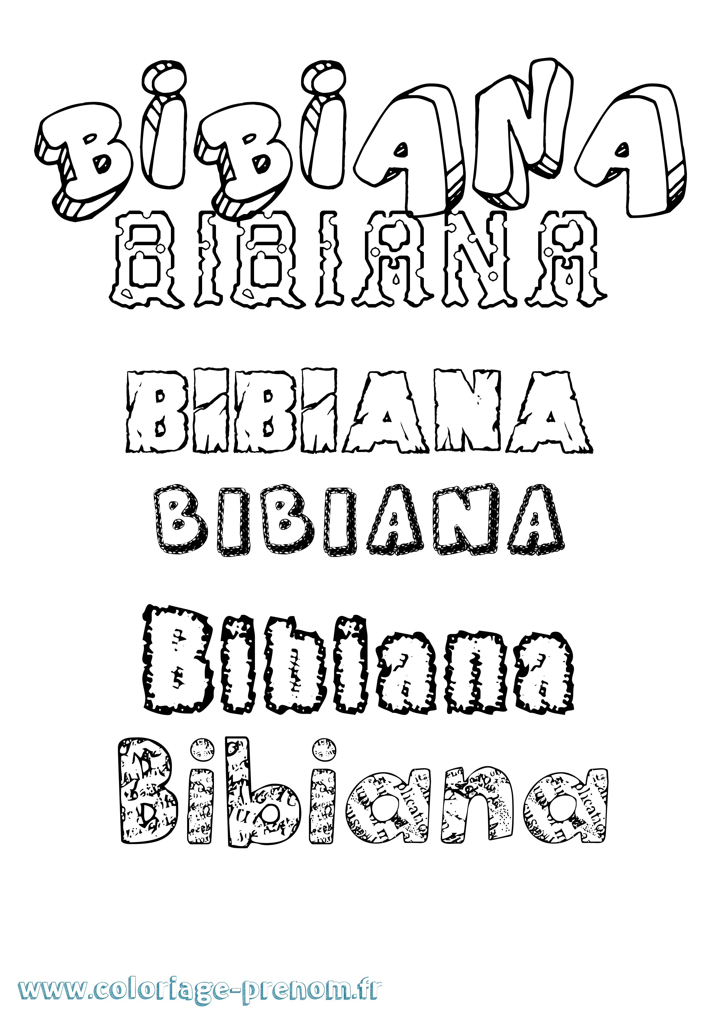 Coloriage prénom Bibiana Destructuré