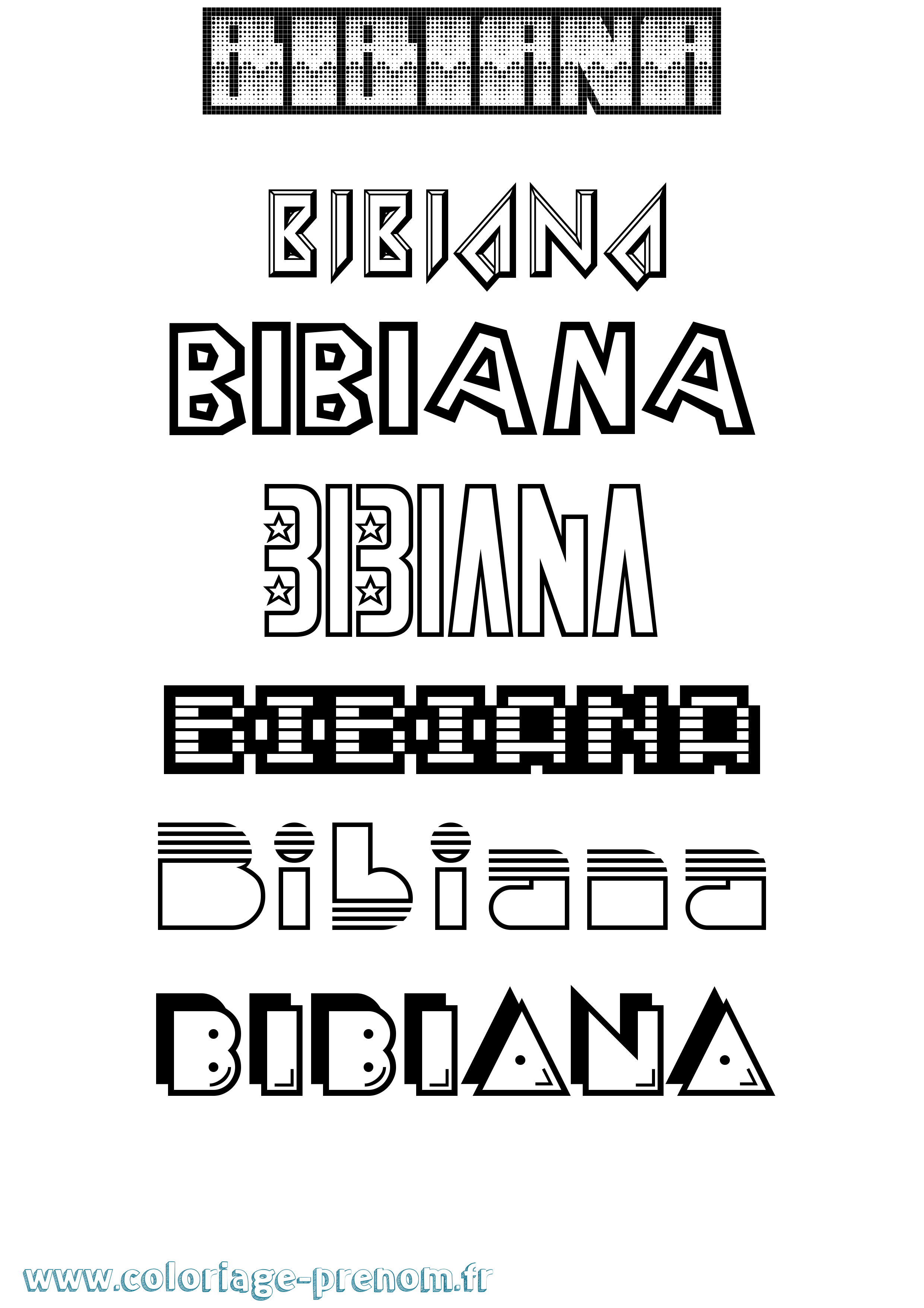 Coloriage prénom Bibiana Jeux Vidéos