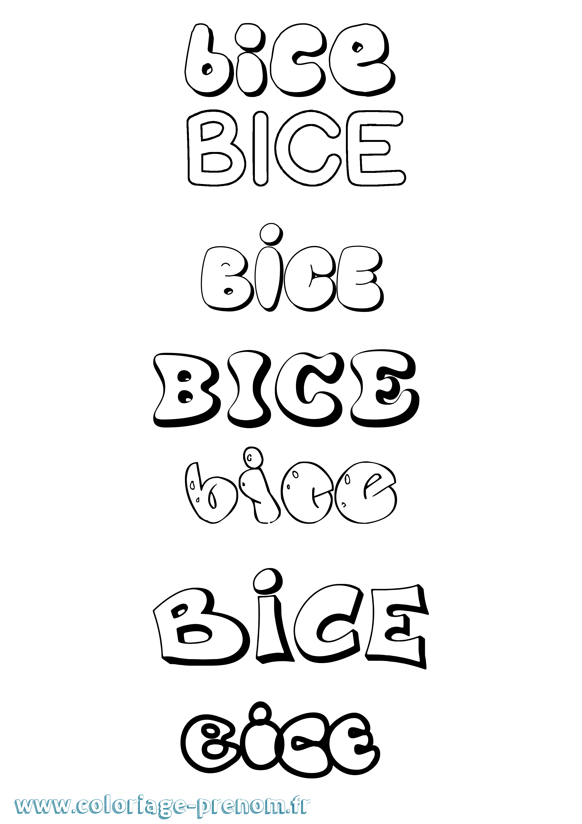 Coloriage prénom Bice Bubble
