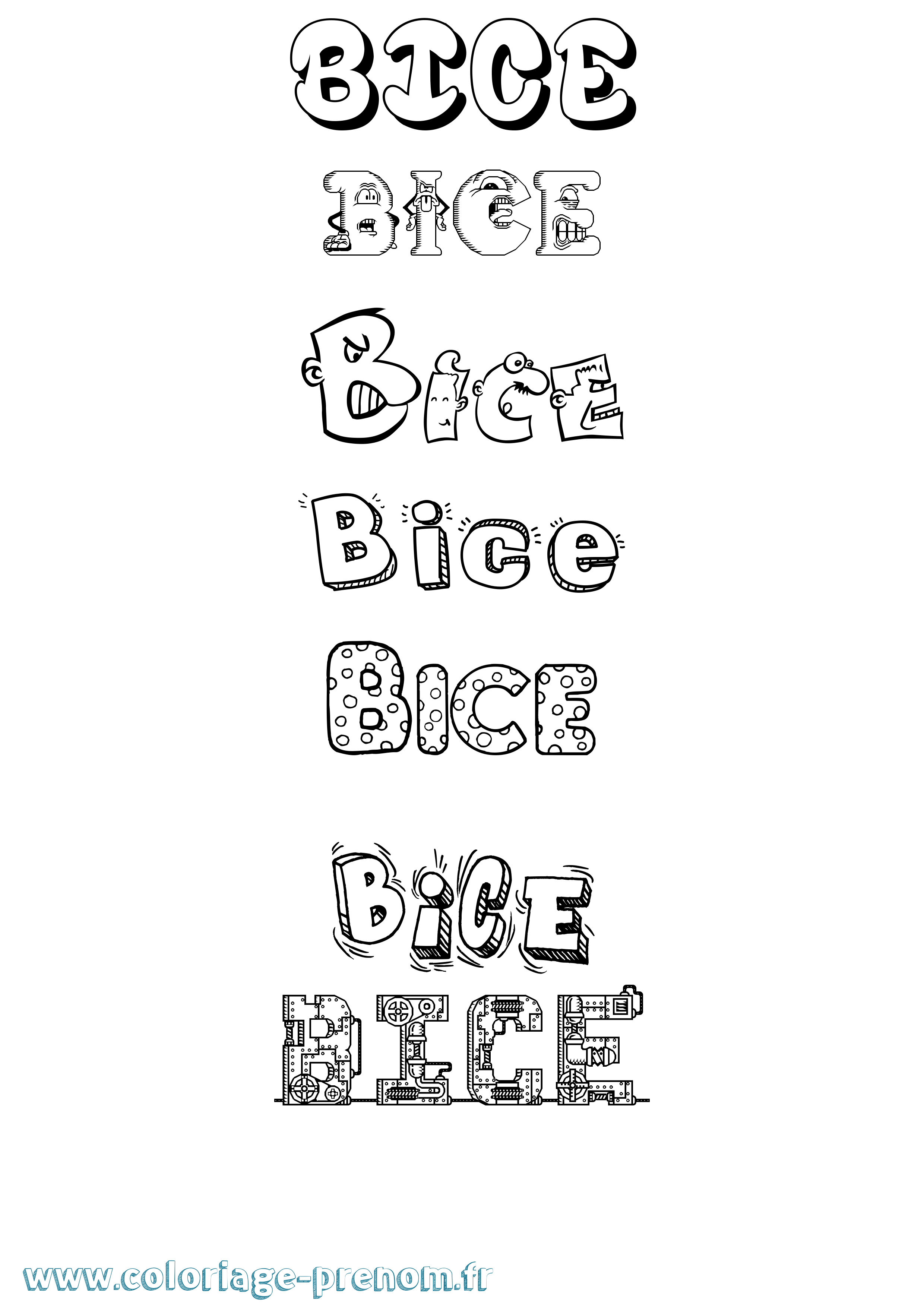 Coloriage prénom Bice Fun