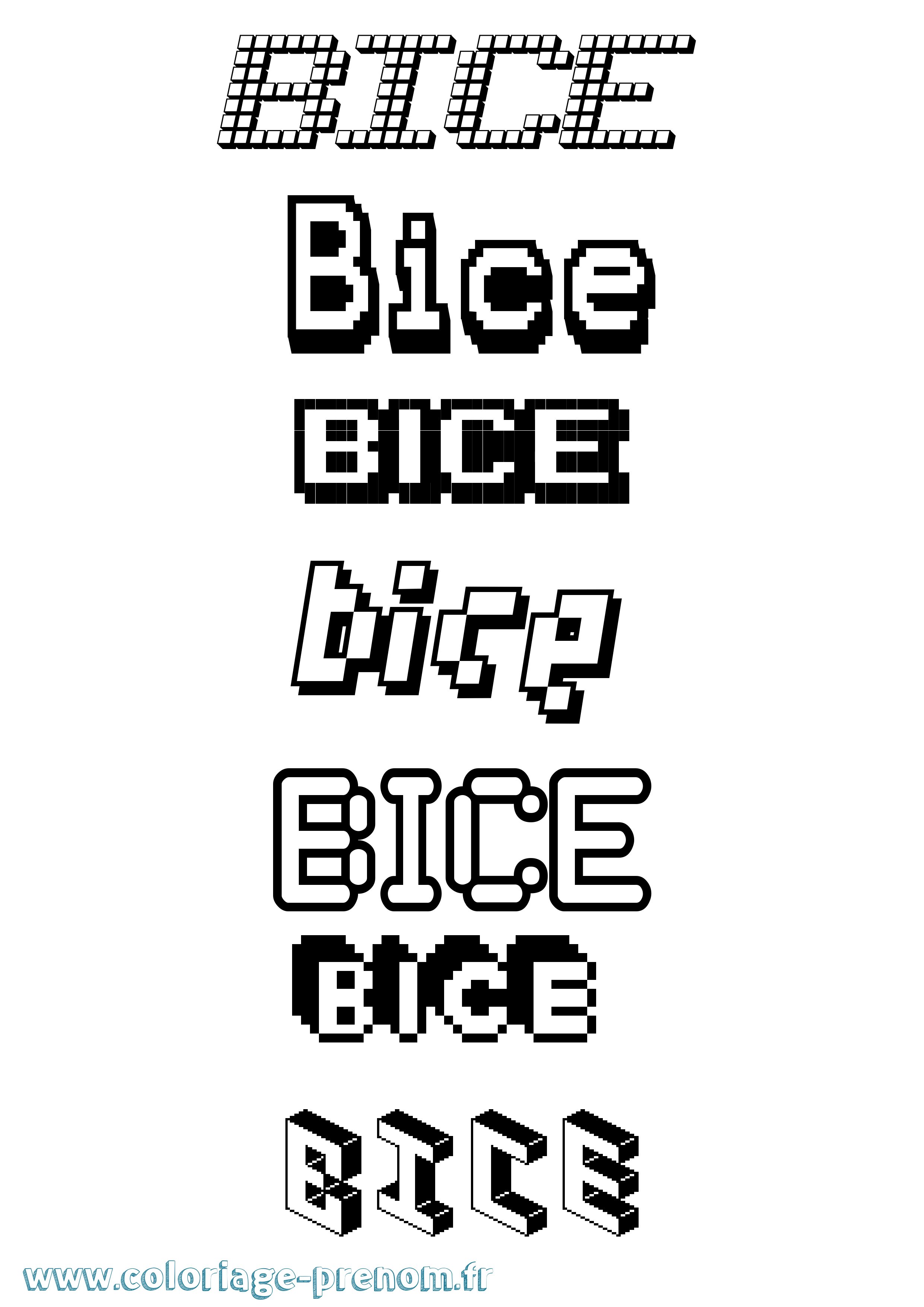 Coloriage prénom Bice Pixel