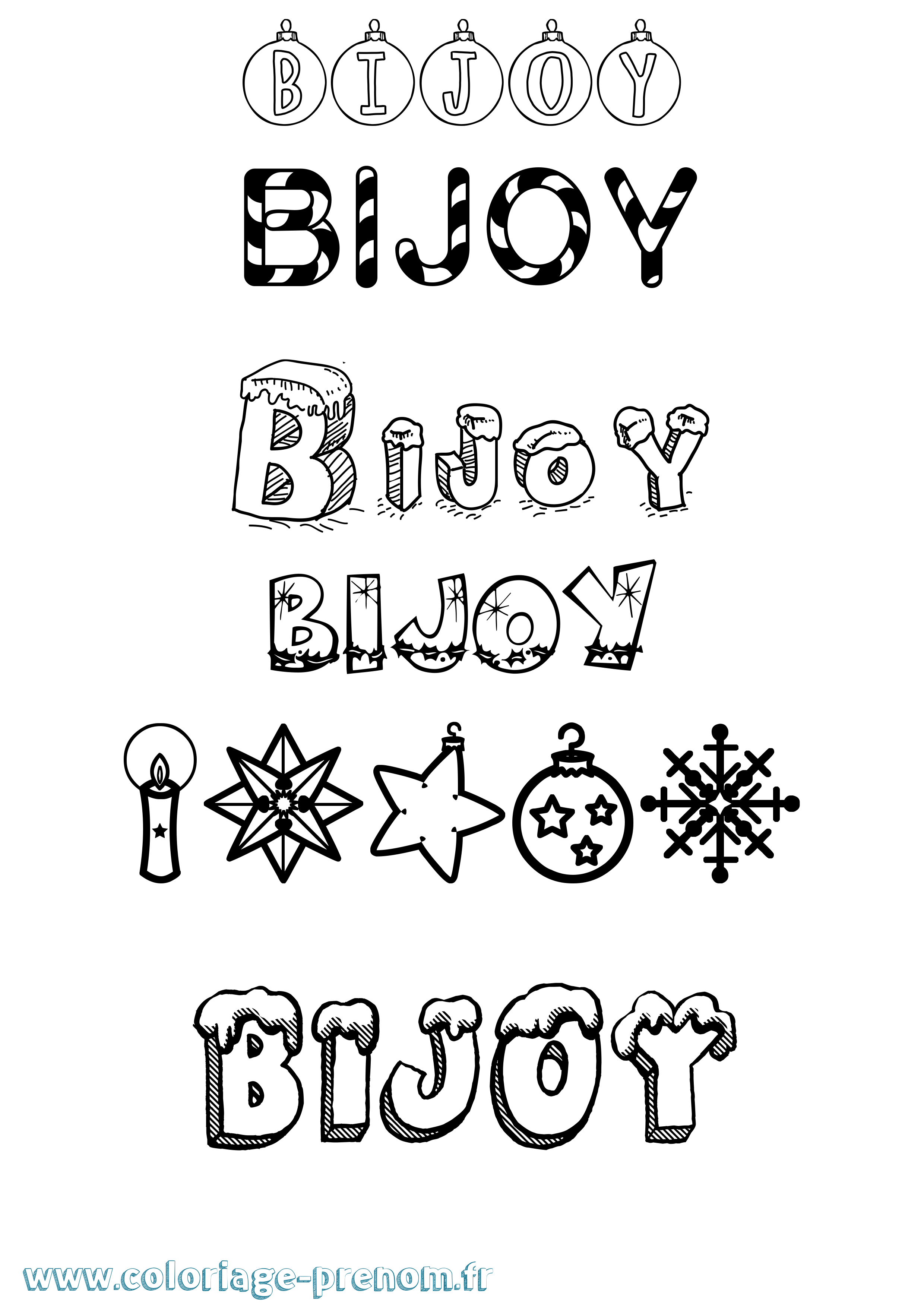 Coloriage prénom Bijoy Noël
