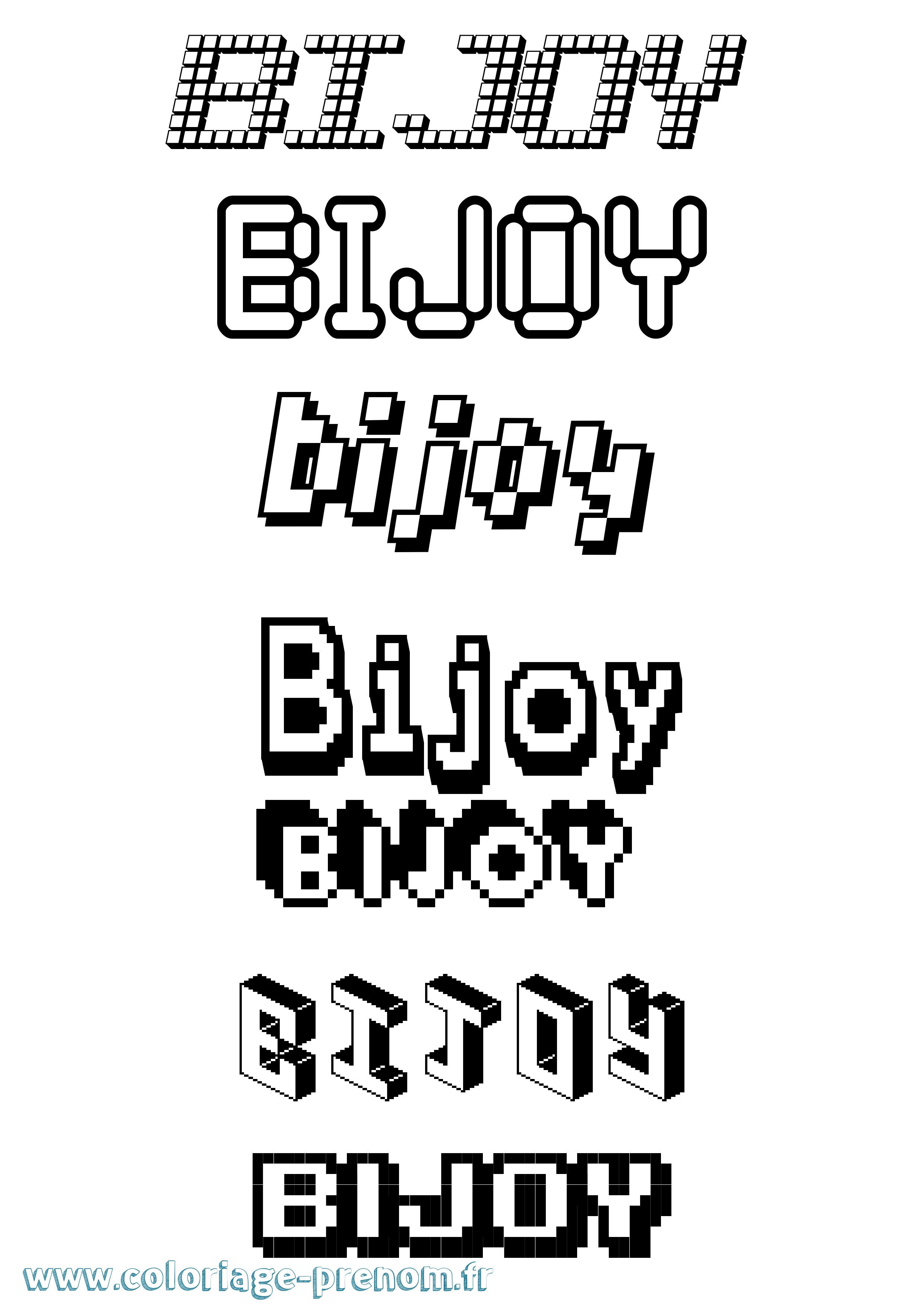 Coloriage prénom Bijoy Pixel