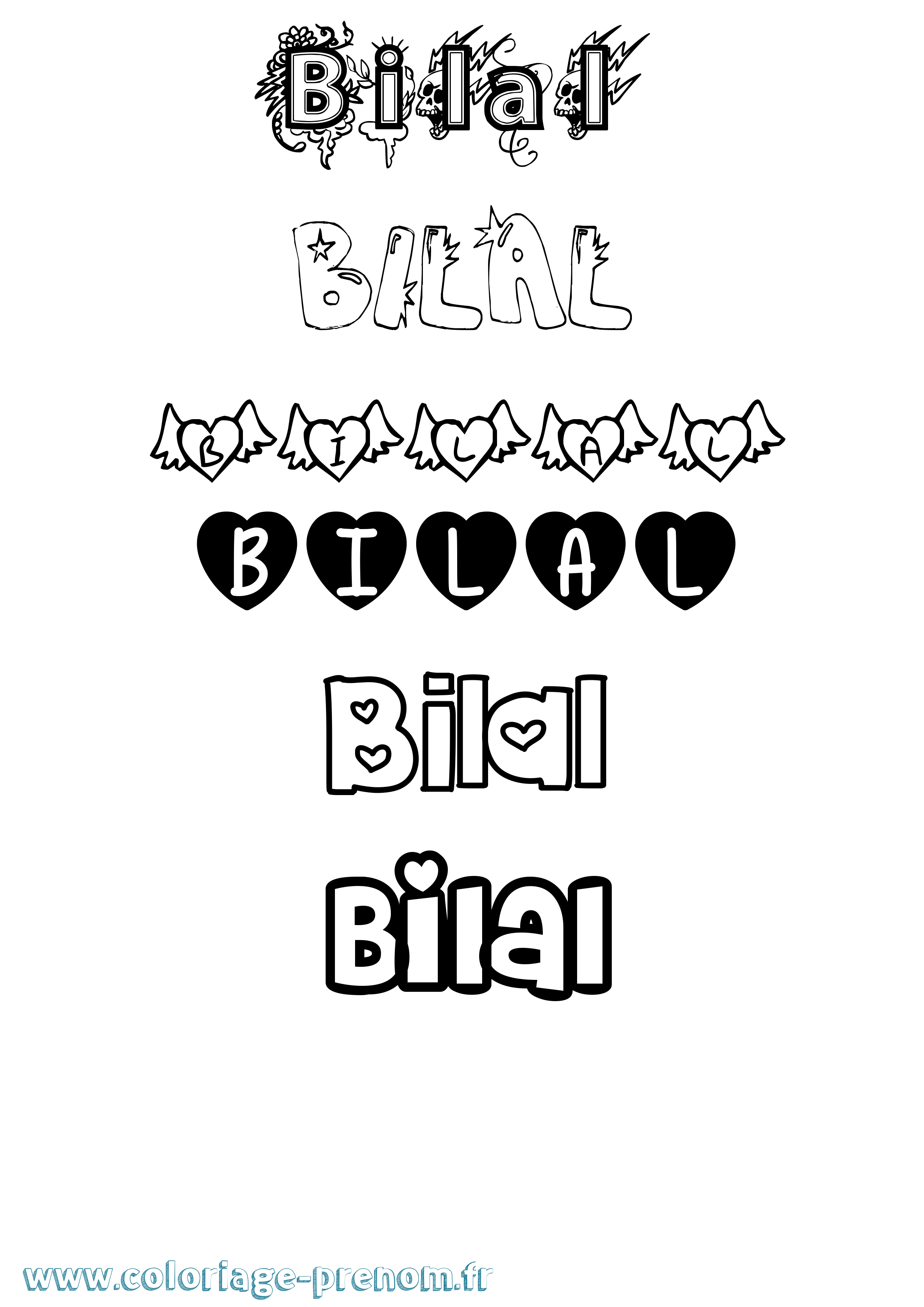 Coloriage prénom Bilal