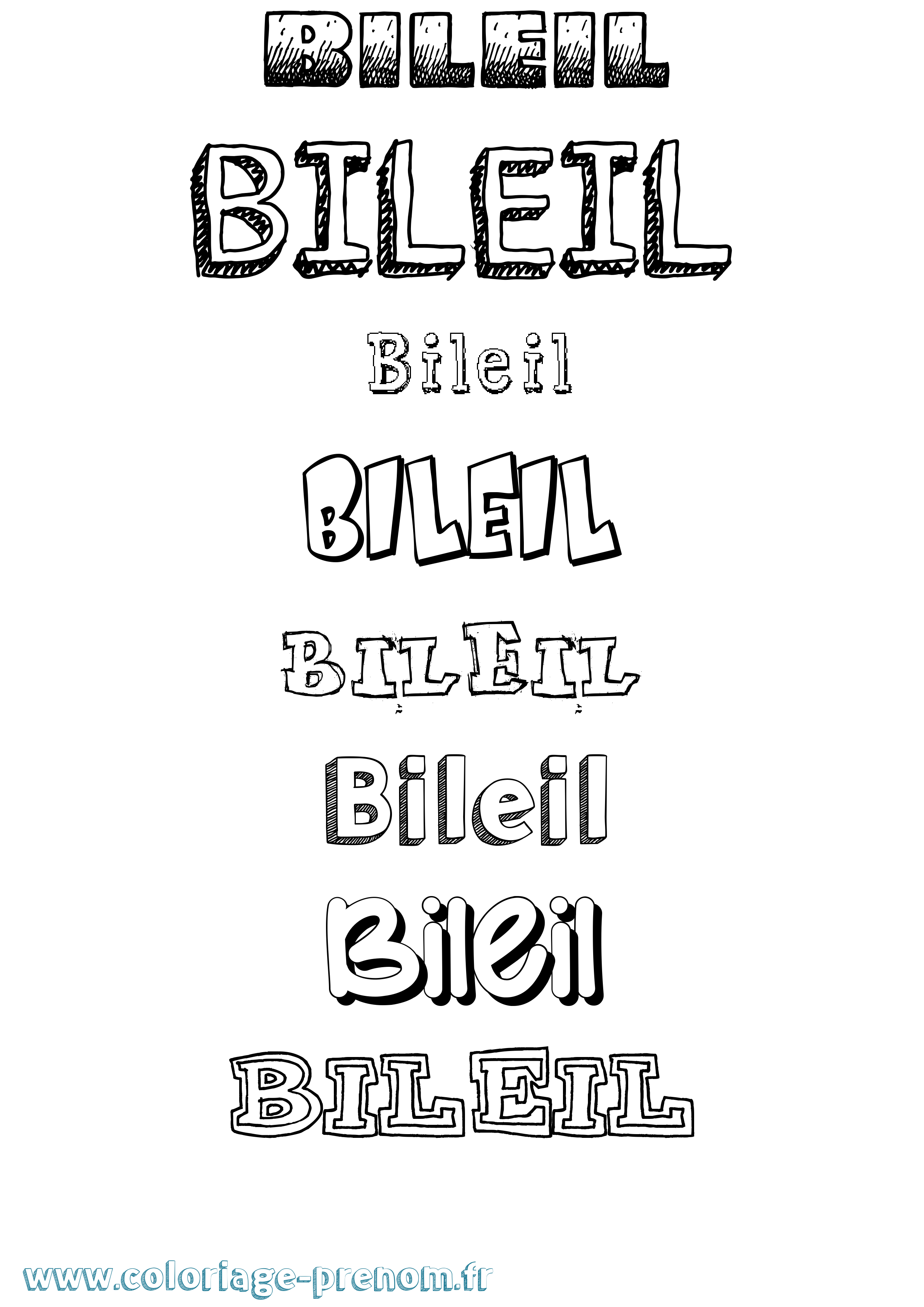 Coloriage prénom Bileil Dessiné