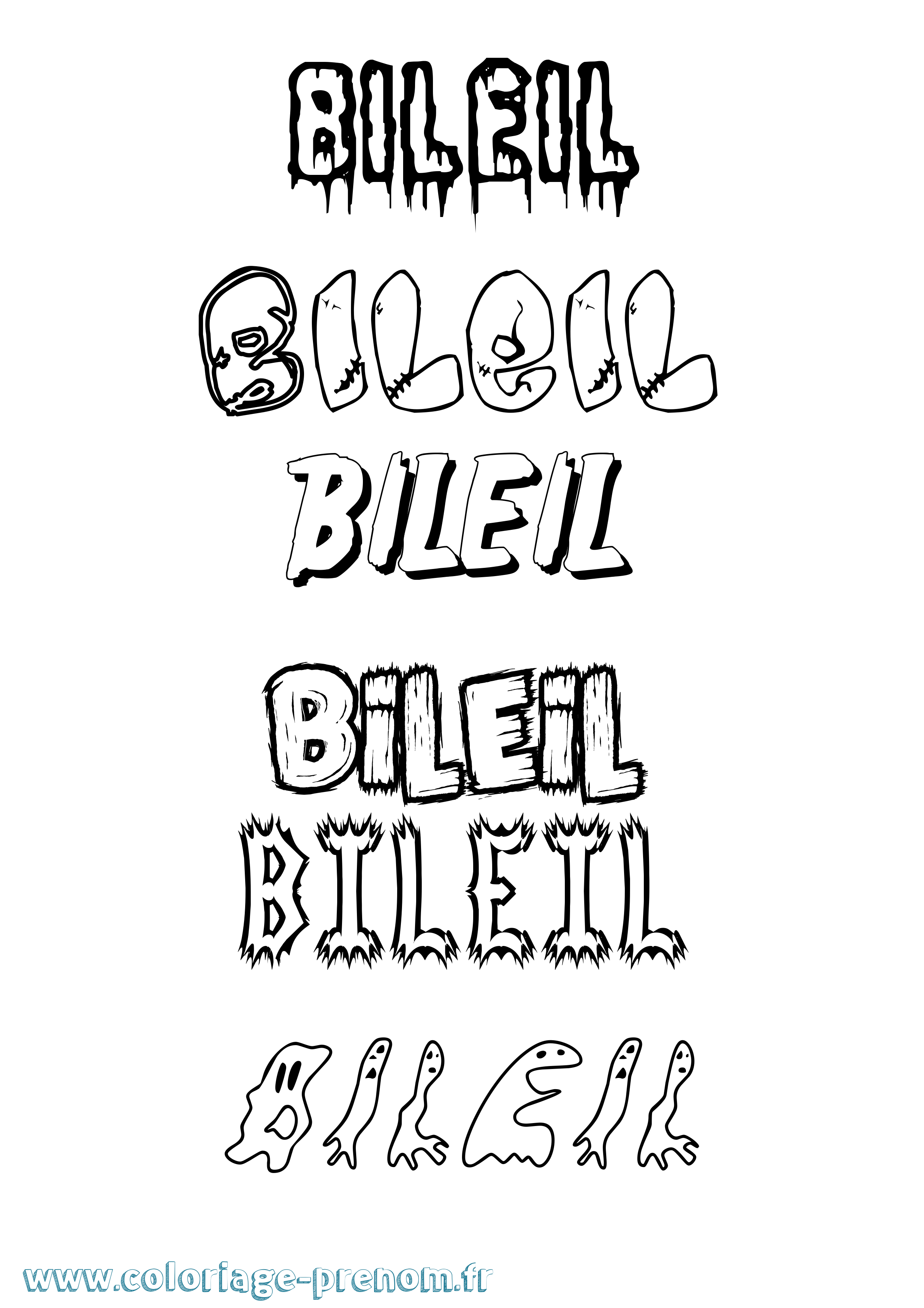 Coloriage prénom Bileil Frisson