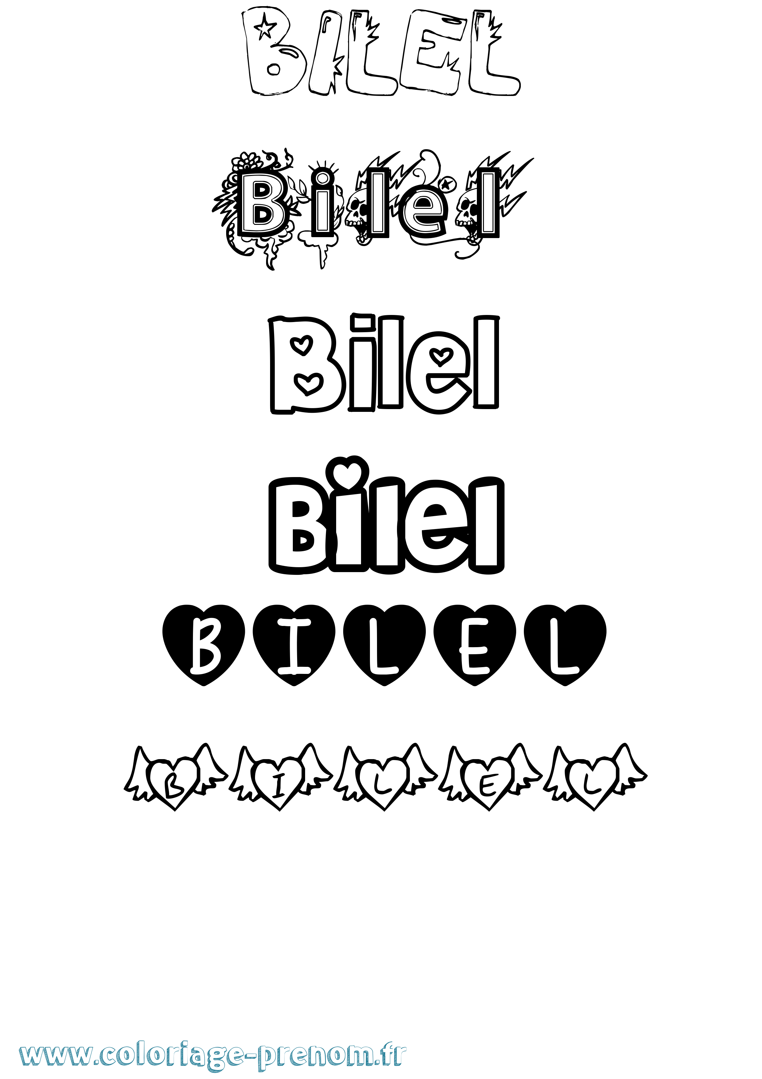 Coloriage prénom Bilel
