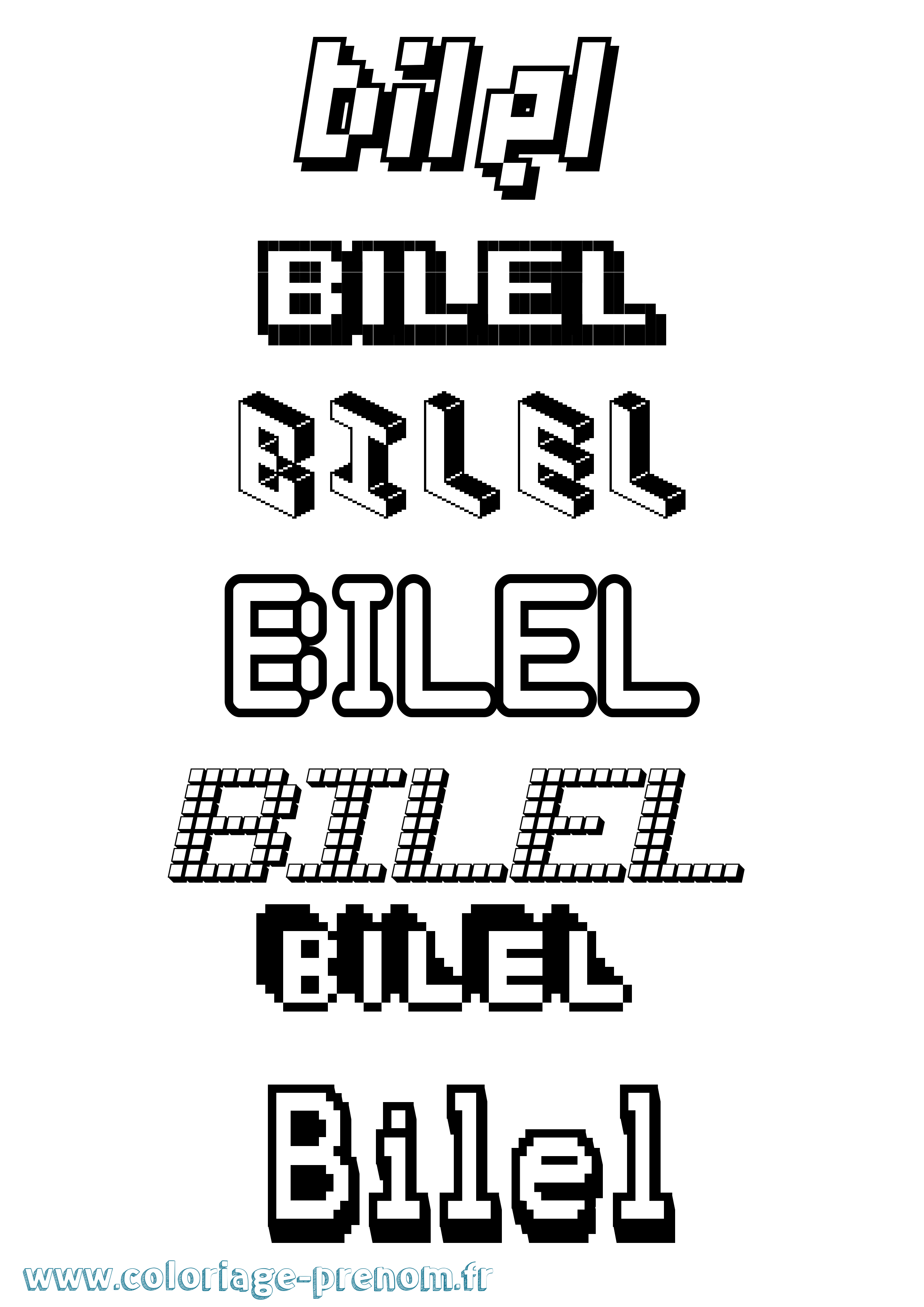 Coloriage prénom Bilel