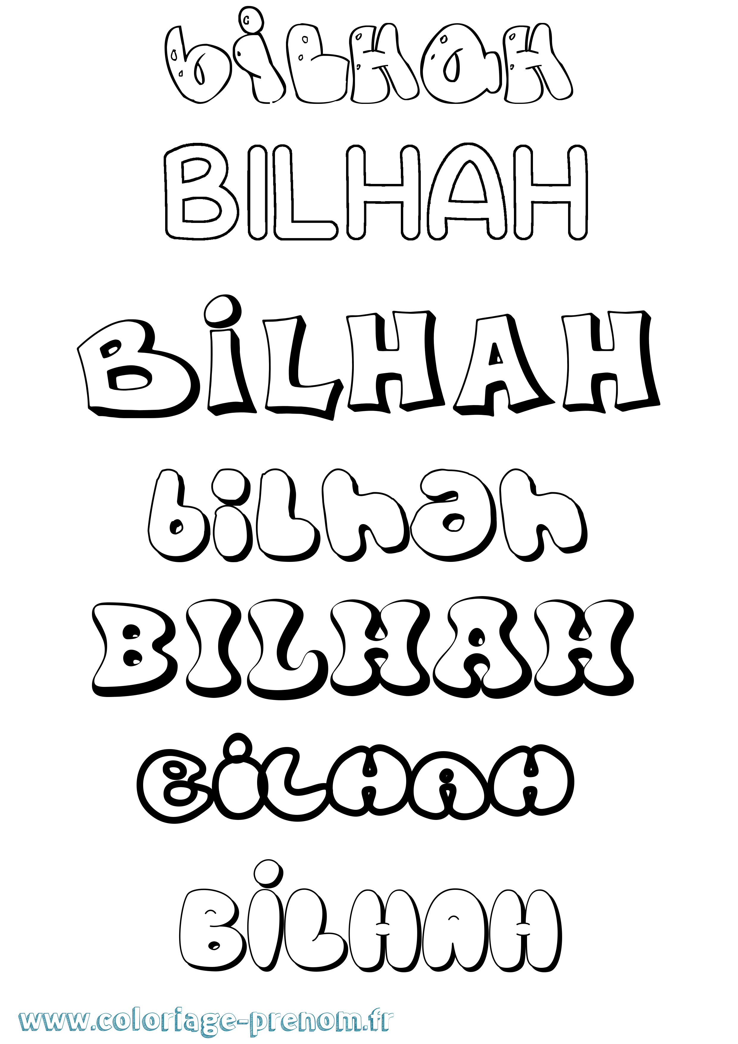 Coloriage prénom Bilhah Bubble
