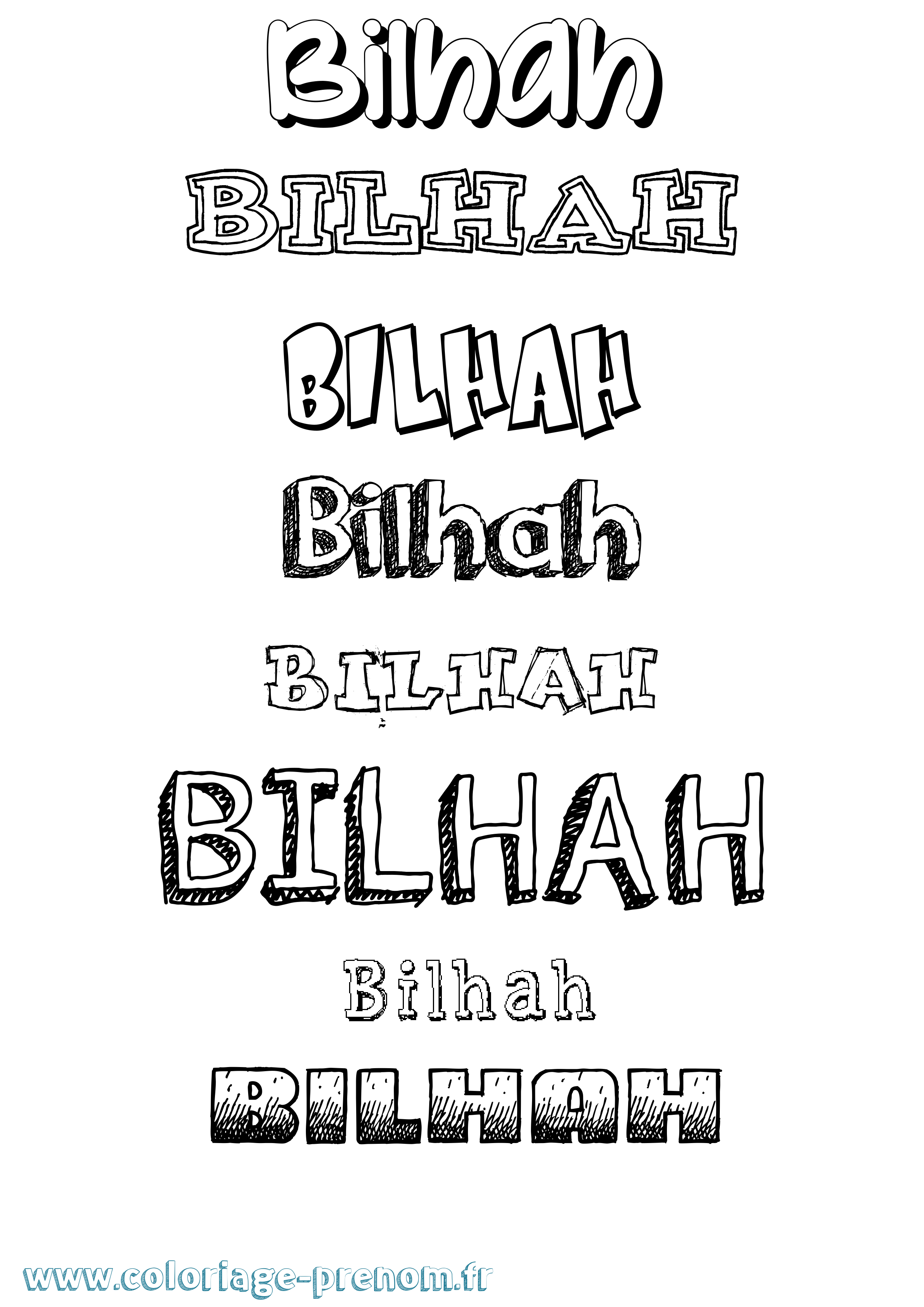 Coloriage prénom Bilhah Dessiné