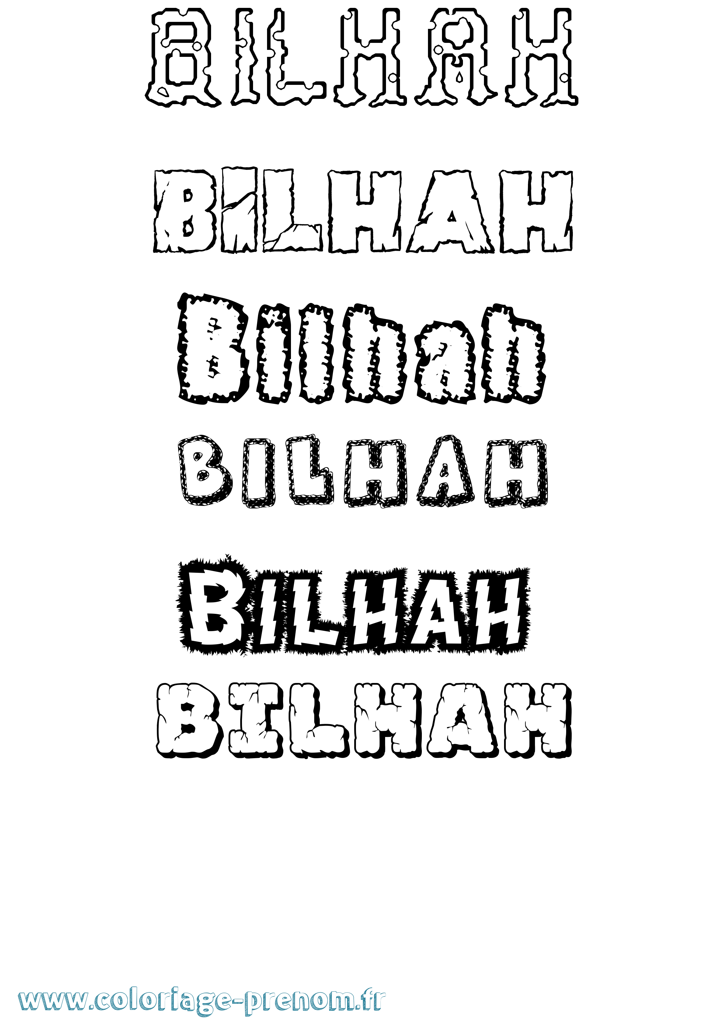Coloriage prénom Bilhah Destructuré