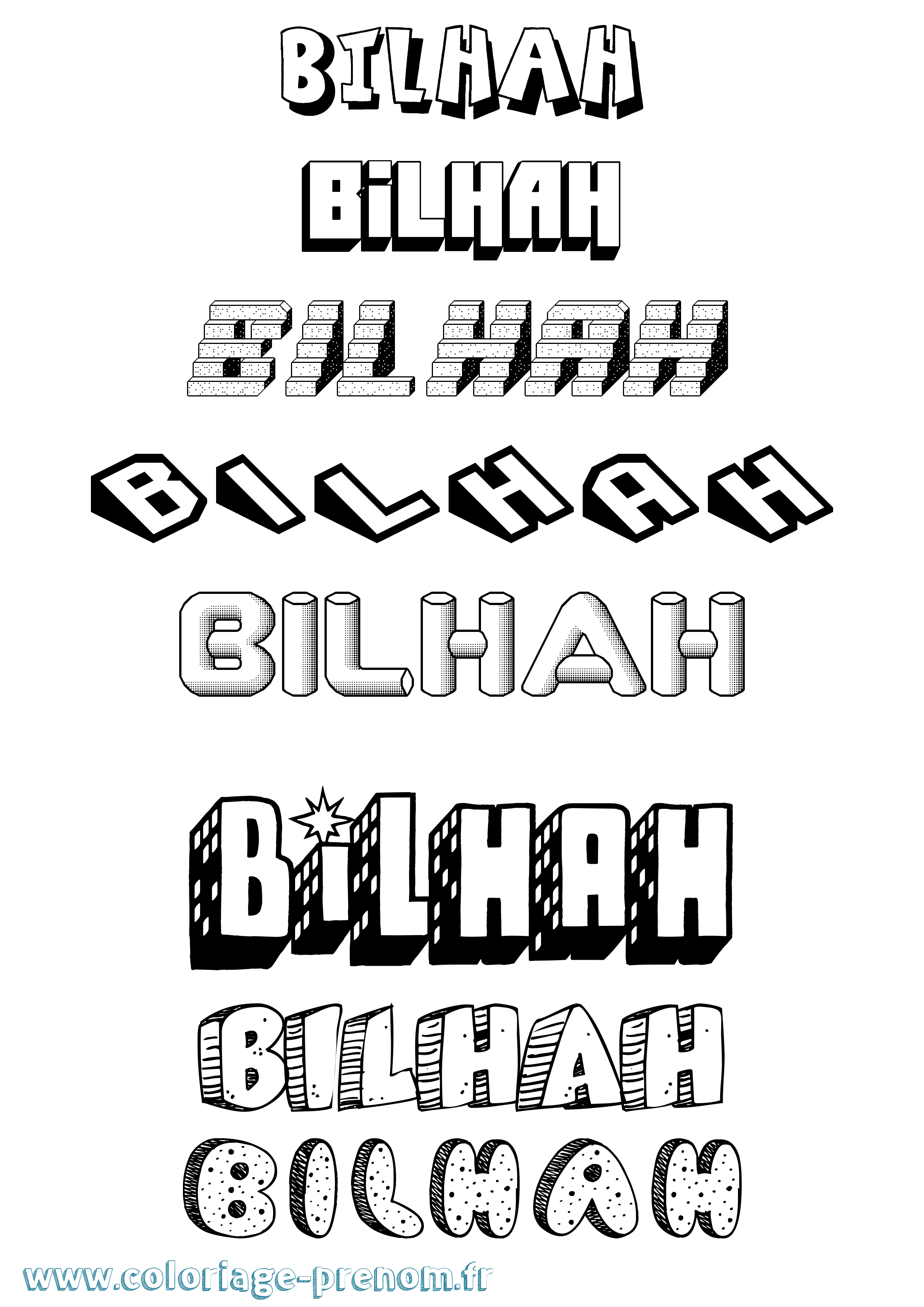 Coloriage prénom Bilhah Effet 3D
