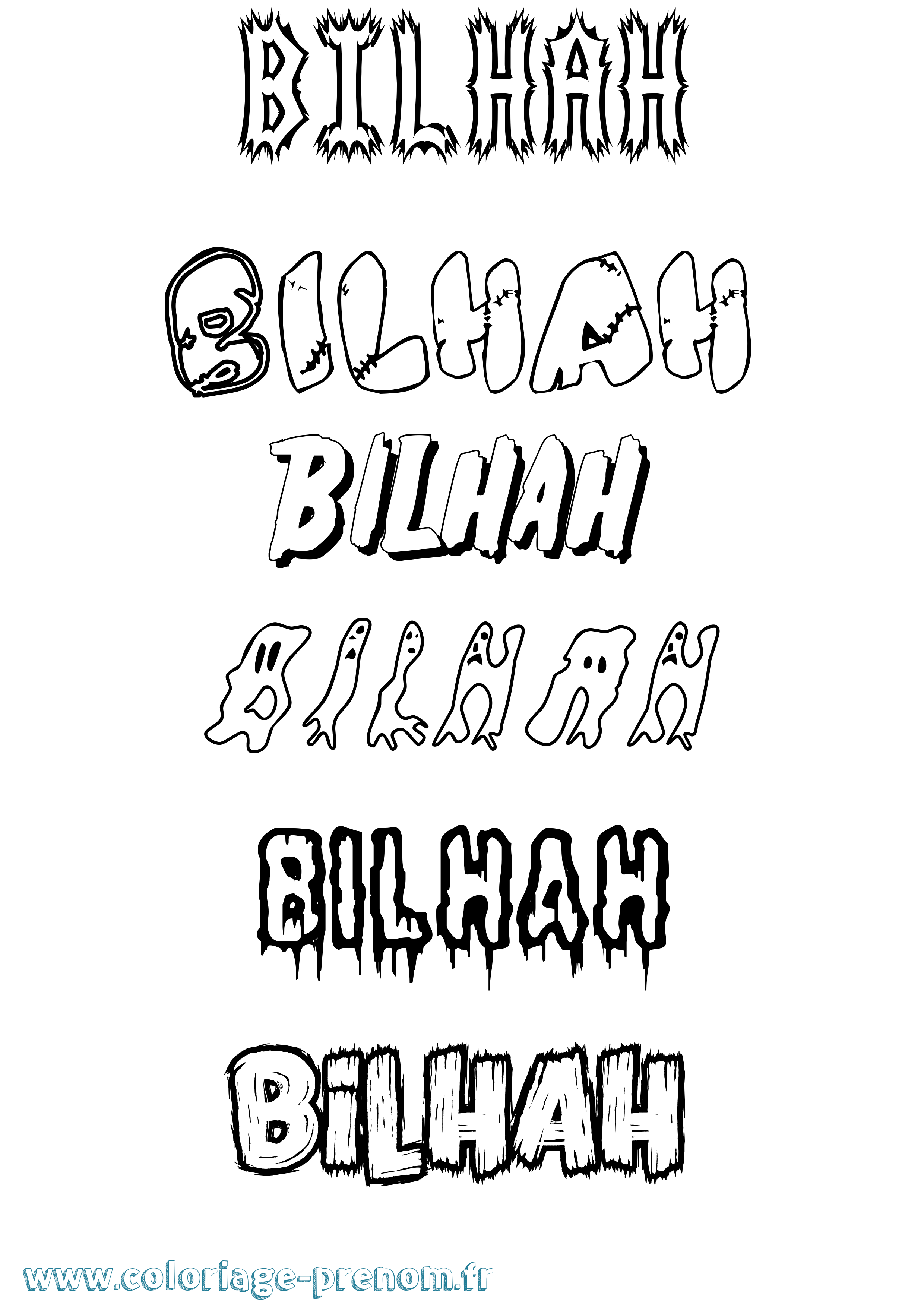 Coloriage prénom Bilhah Frisson