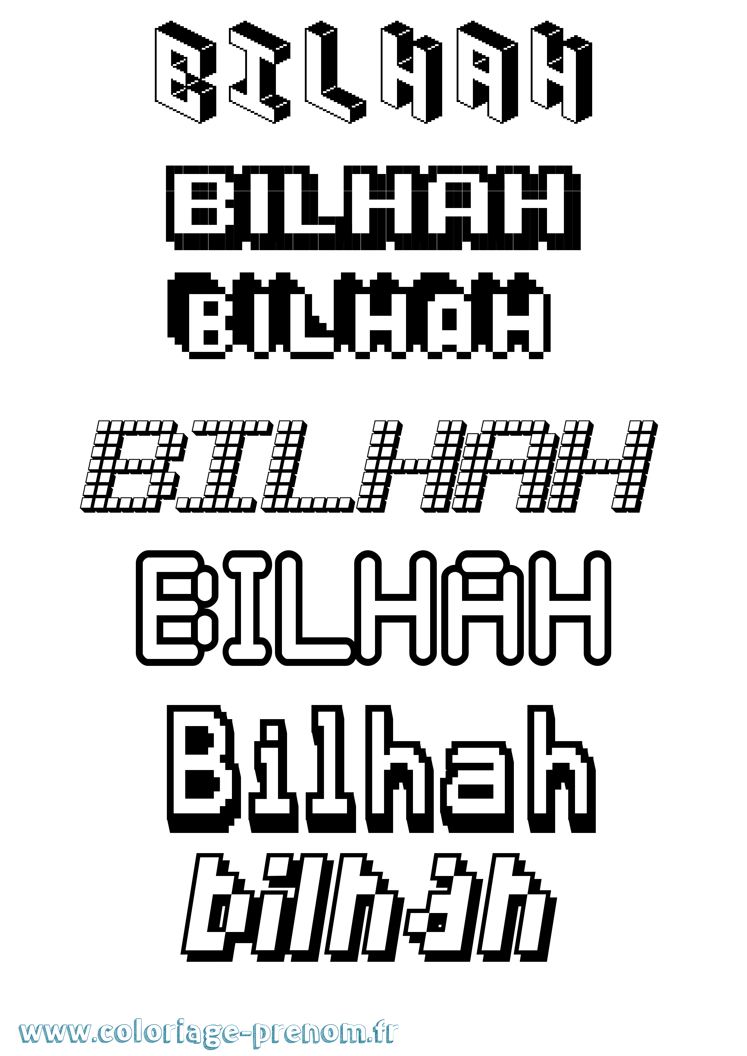 Coloriage prénom Bilhah Pixel