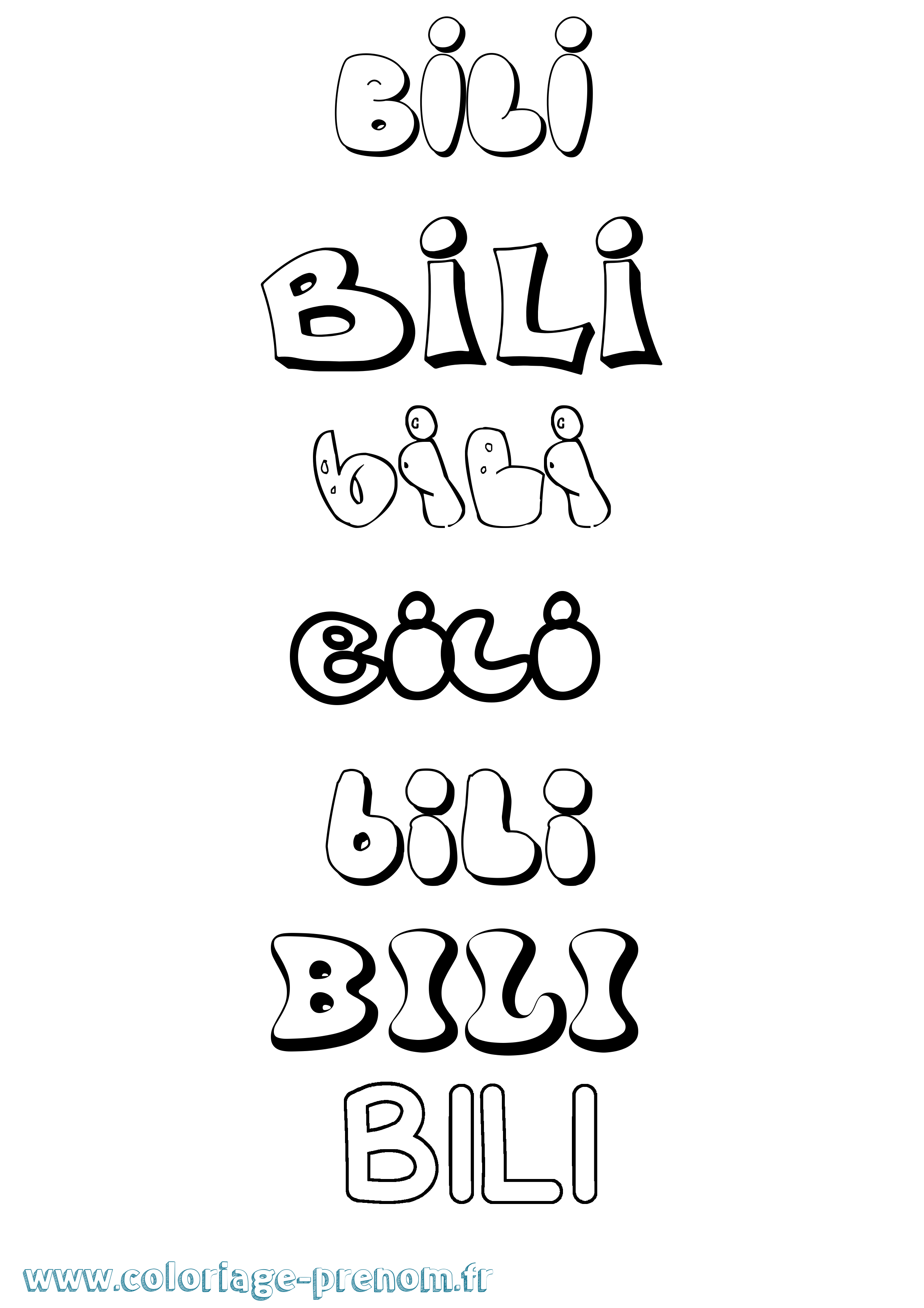 Coloriage Bili Bubble Coloriage prénom Bili Bubble
