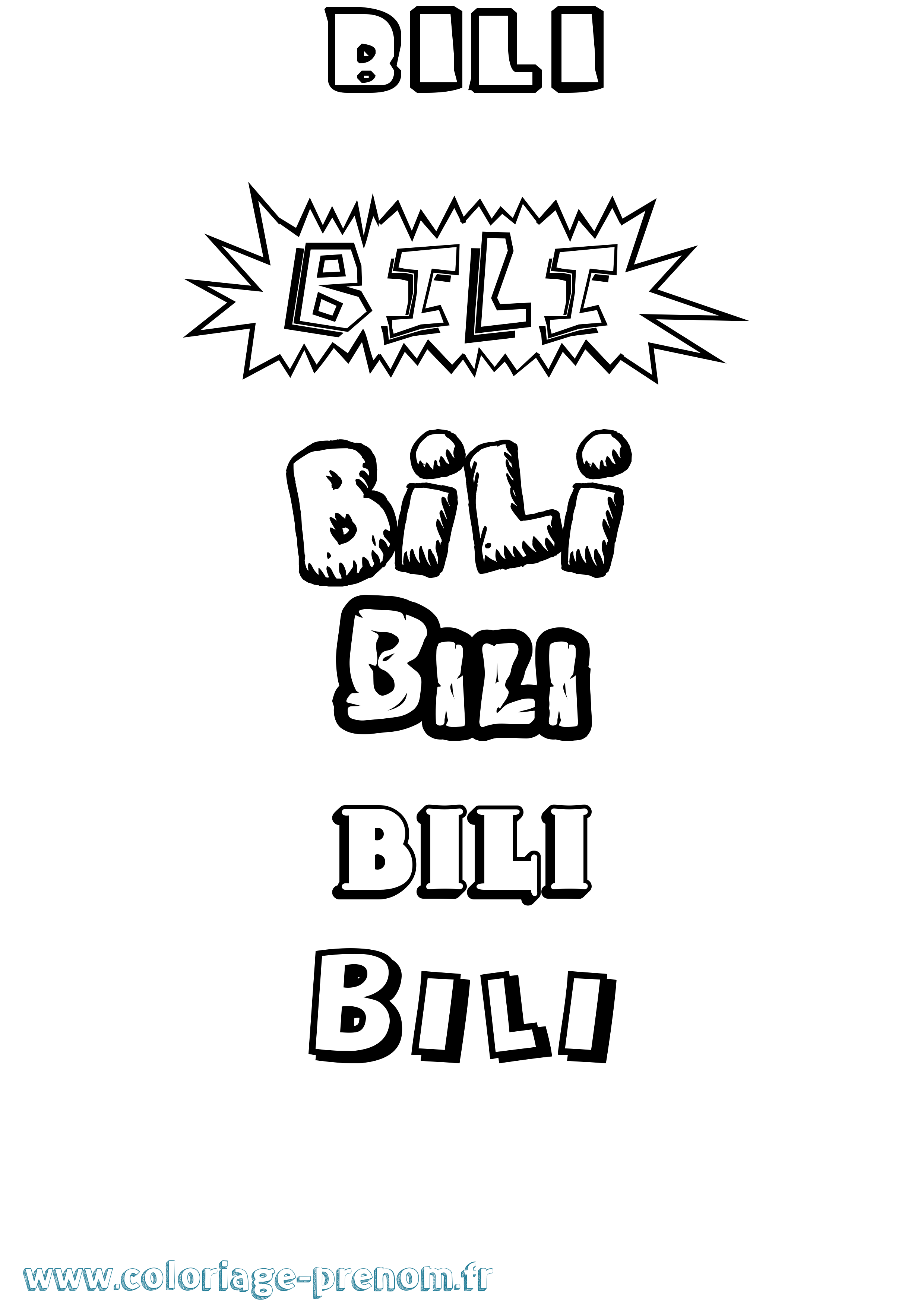 Coloriage Bili Dessin Animé Coloriage prénom Bili Dessin Animé