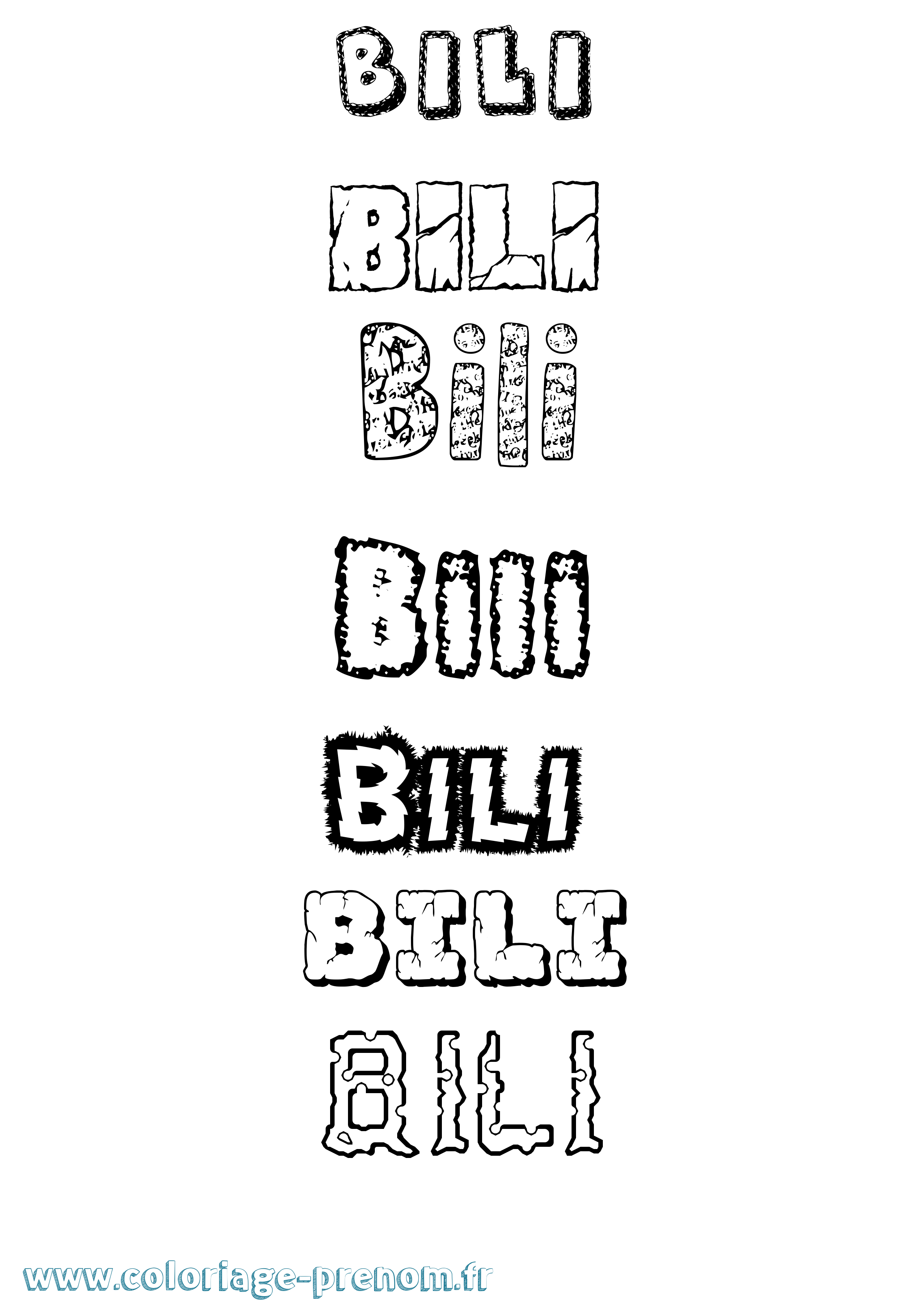 Coloriage Bili Destructuré Coloriage prénom Bili Destructuré